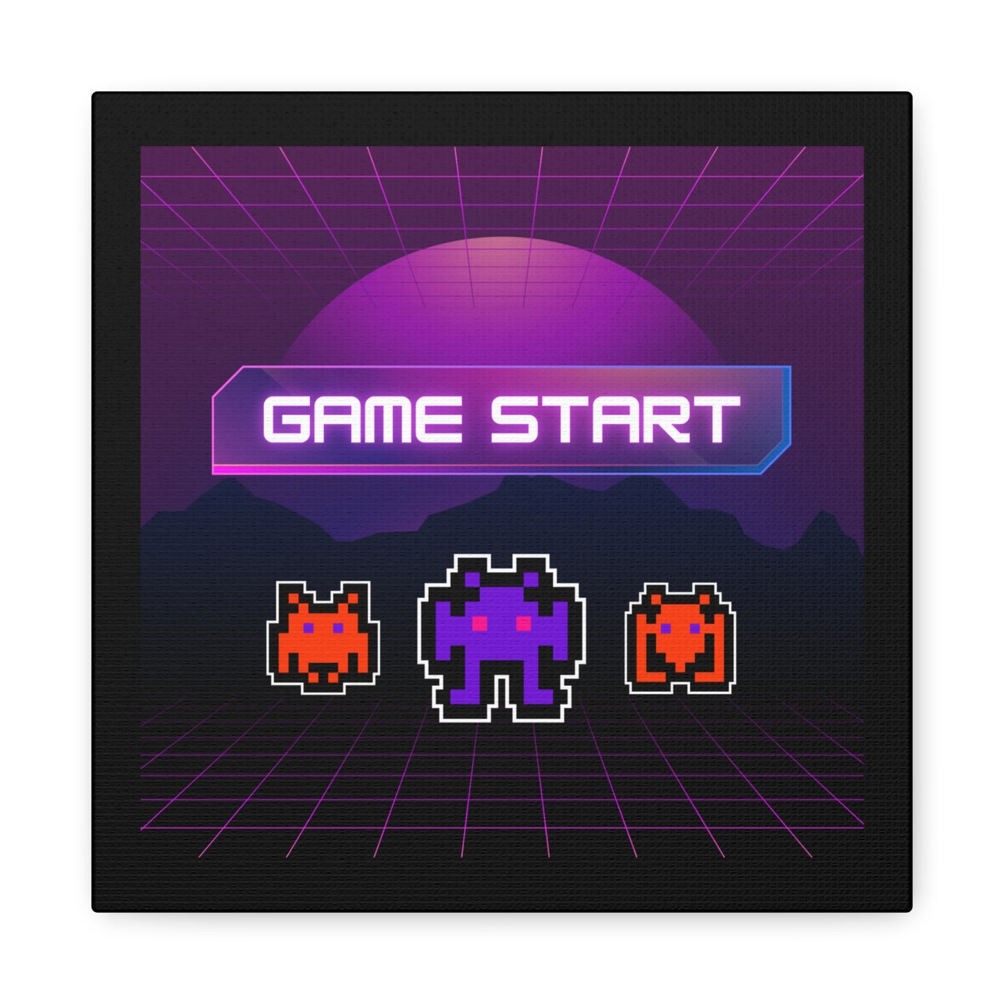 Retro Game Start Canvas Art Print | 80s Gaming Wall Decor, Gamer Gift, Pixel Art, Nostalgic Artwork, Home Decor