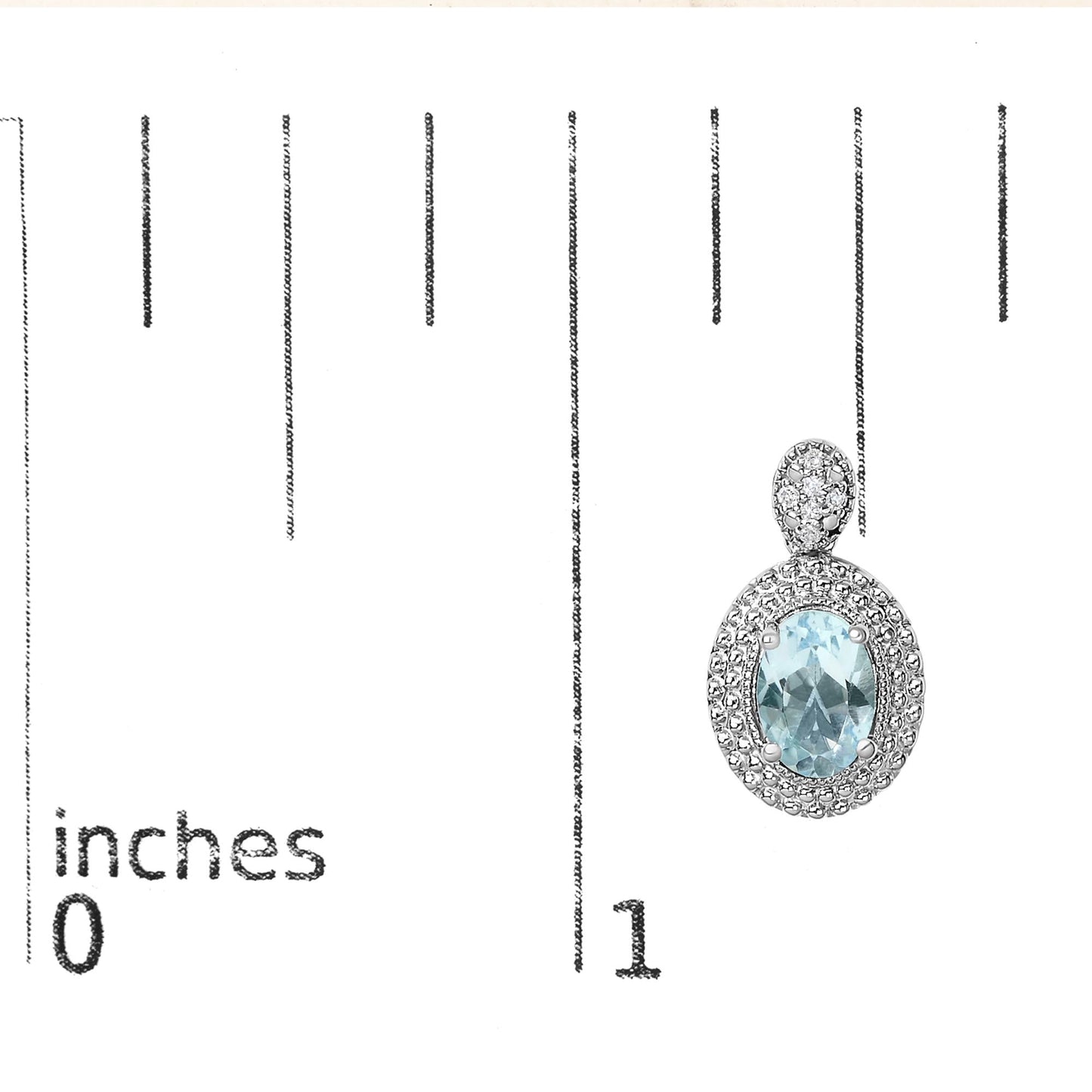 .925 Sterling Silver Diamond Accent and Oval Blue Topaz with Beaded Halo Drop Stud Earrings (I-J color, I1-I2 Clarity)-4
