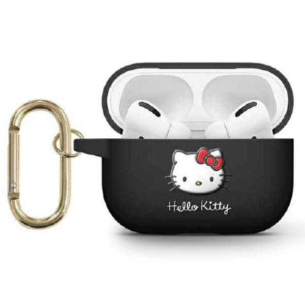 Hello Kitty 3D Kitty Head Airpods Pro 2 Szilikon tok - Fekete (HKAP23DKHSK)-0