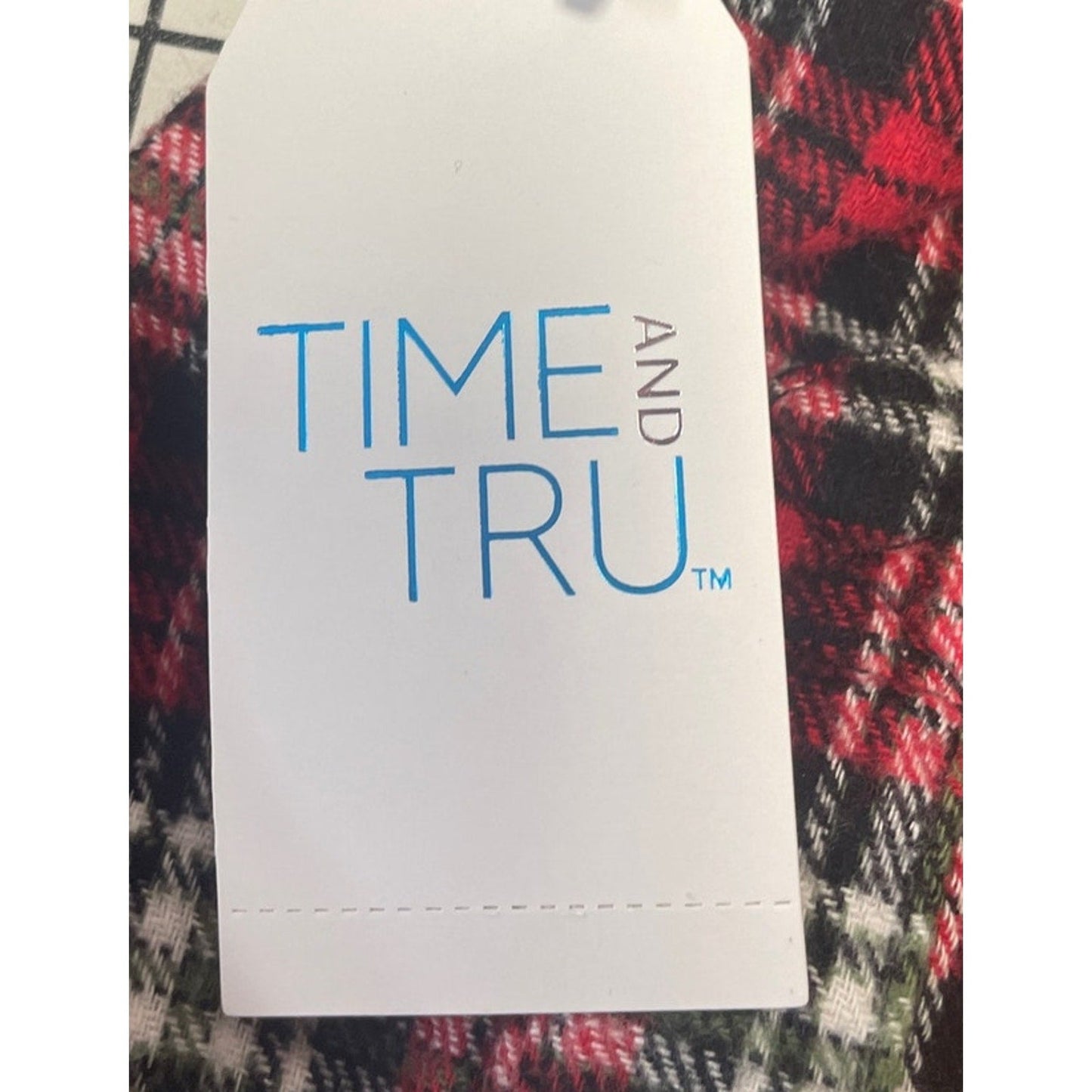 New Time and Tru Womens XL Long Sleeve Plaid Flannel Cotton Blend Hoodie