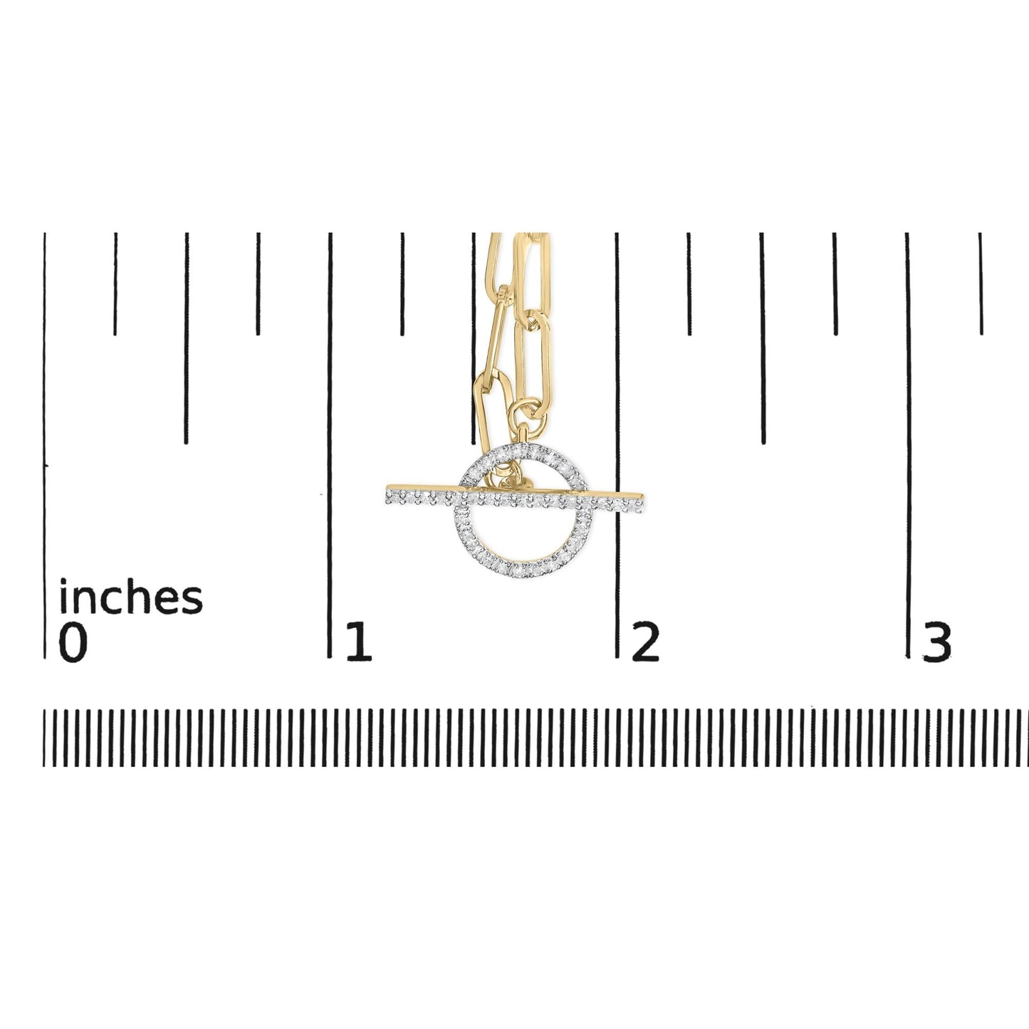 14KT Yellow Gold 1/4 Cttw Diamond Toggle Clasp Paperclip Link Necklace (I-J Color, I1-I2 Clarity) - 18" Inches-4
