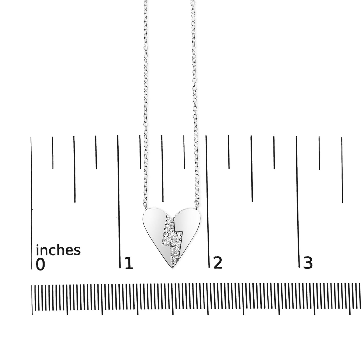 .925 Sterling Silver Diamond Broken Heart Pendant Necklace (H-I Color, I1-I2 Clarity) - 18" Inches-4