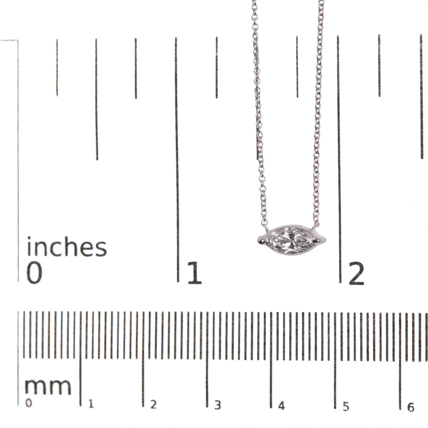 14K White Gold 1/2 Cttw Marquise Lab-Grown Diamond East West Solitaire 18" Pendant Necklace (F-G Color, VS2-SI1 Clarity)-3