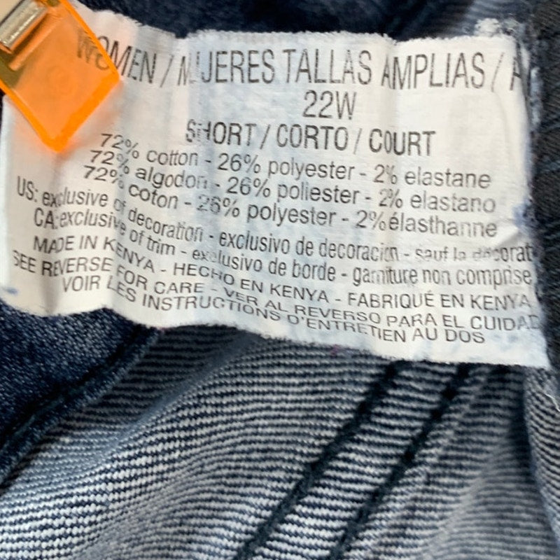 Evri Gloria Vanderbilt Womens 22W 3X Long Sleeve Tee Shirt Denim Blue Jeans