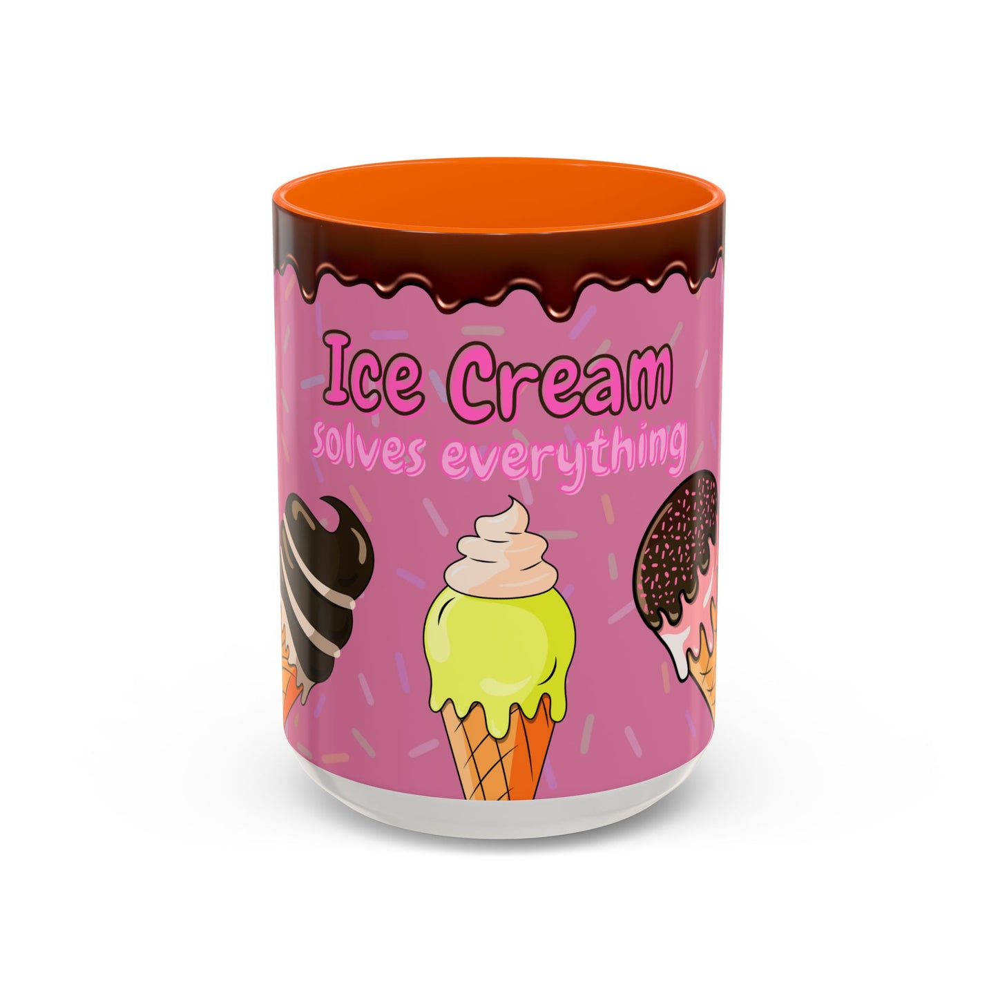 Ice Cream Solves Everything Coffee Mug - Fun Beverage Cup for Ice Cream Lovers, Gift for Holidays, Birthday, Summer
