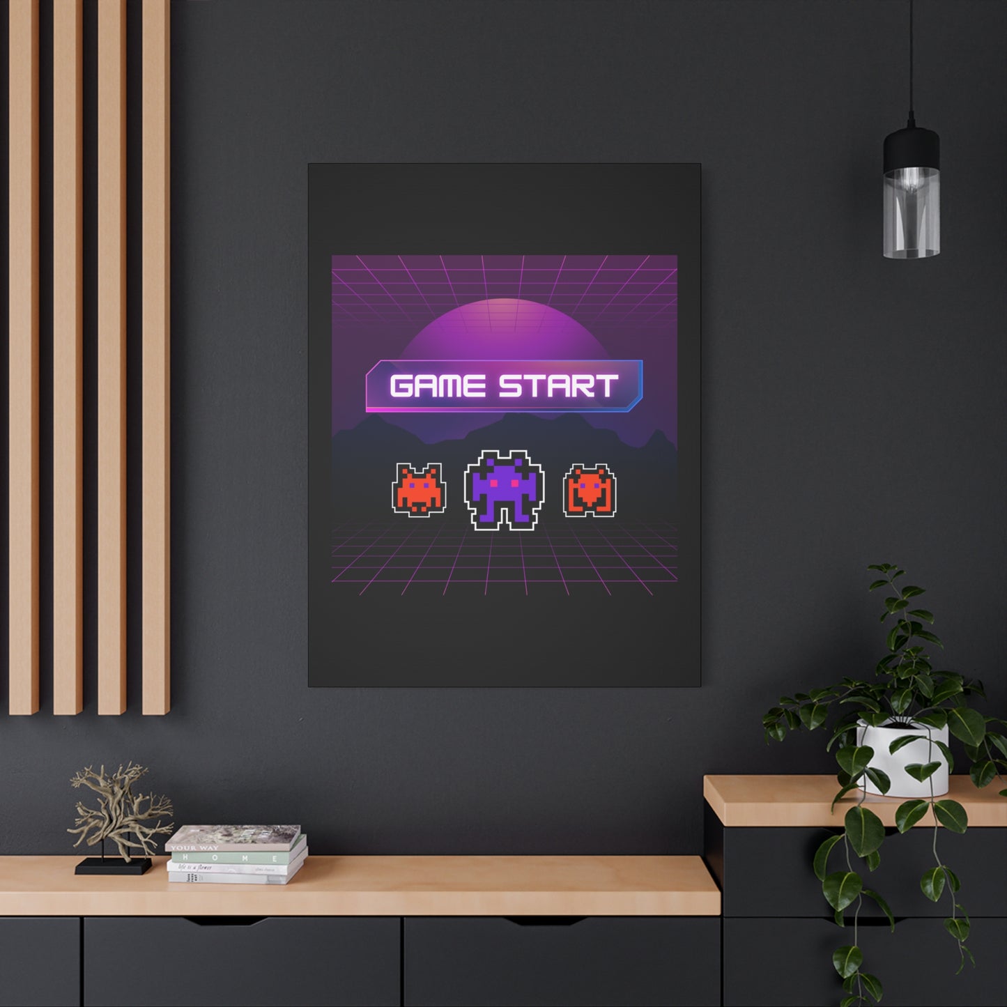 Retro Game Start Canvas Art Print | 80s Gaming Wall Decor, Gamer Gift, Pixel Art, Nostalgic Artwork, Home Decor