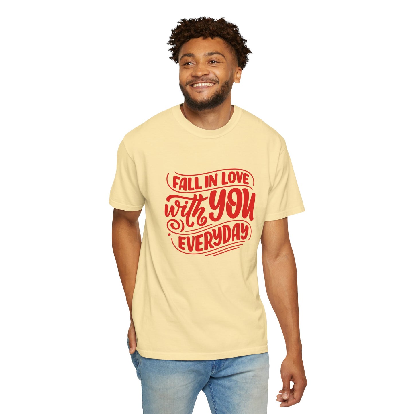 Fall in Love with YOU Quote T-shirt for Couples, Valentine's Day, Gifts for Him/Her, Casual Everyday Wear, Comfortable Unisex Tee