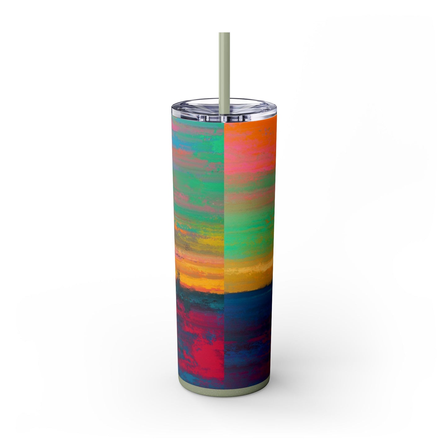 Colorful Ombre Skinny Tumbler with Straw, 20oz | Travel Mugs, Summer Drinkware, Beach Accessories, Gifts for Her, Eco-Friendly