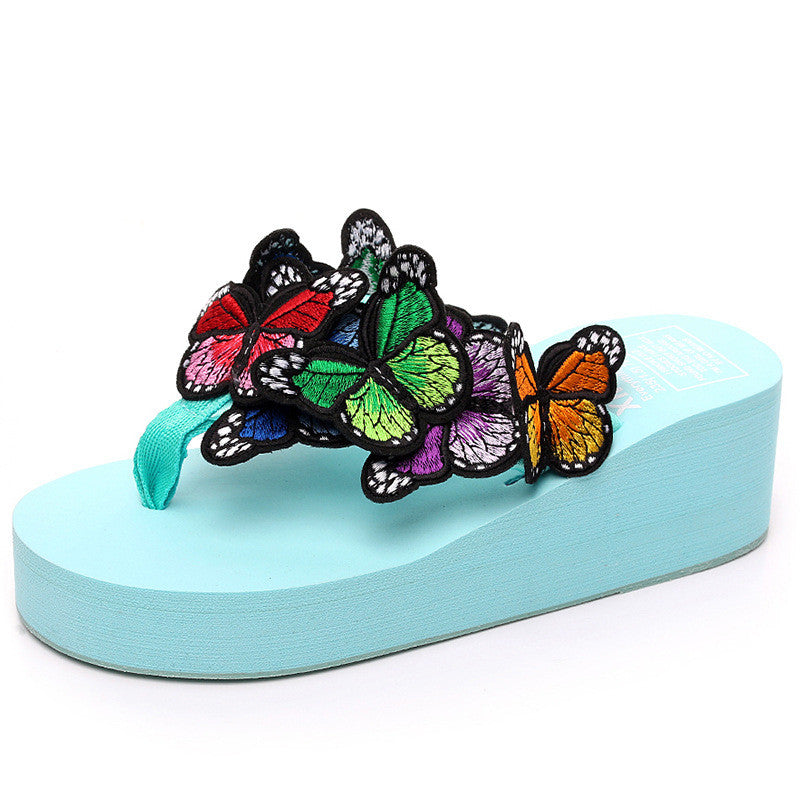 Handmade Butterfly Wedge Slippers