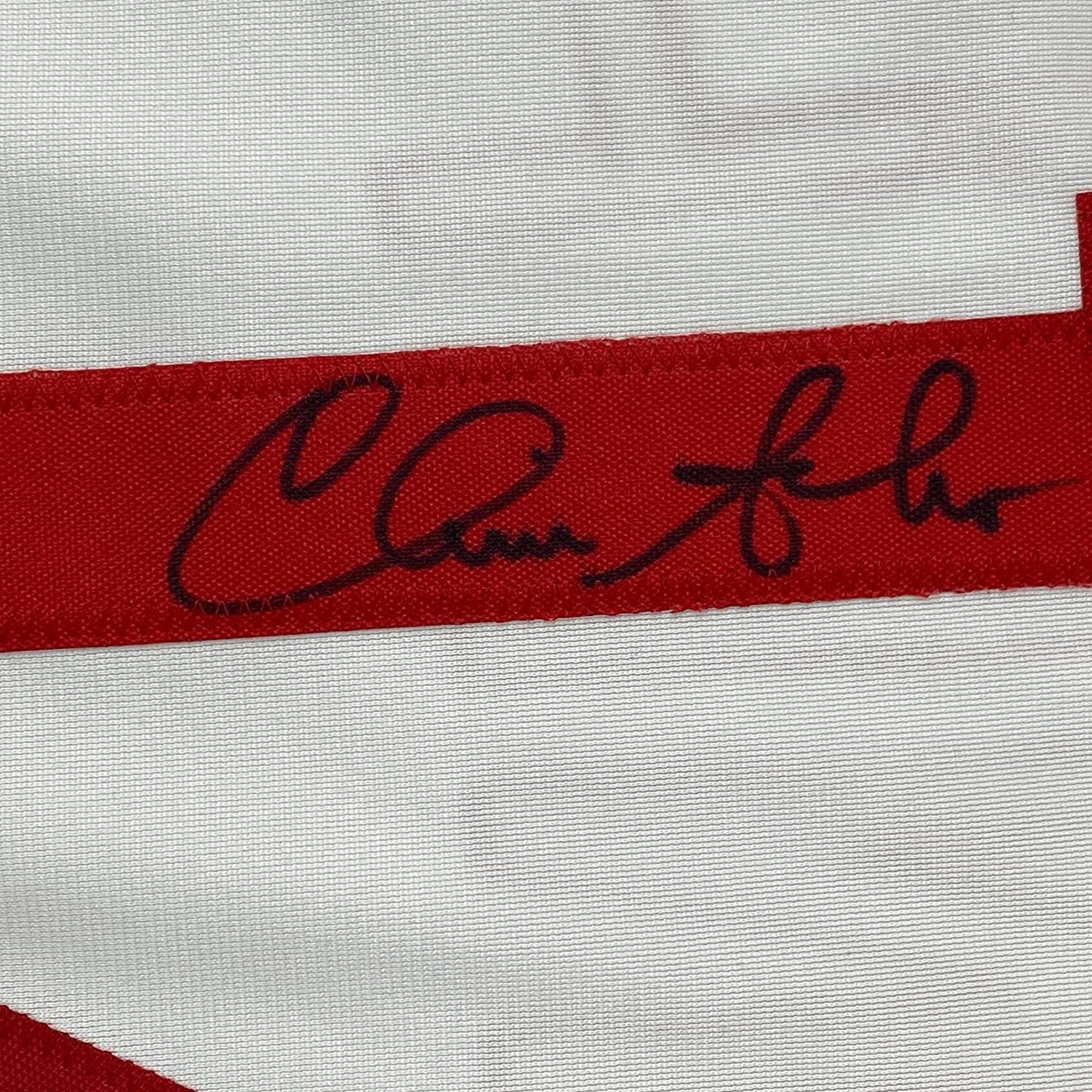 Framed Autographed/Signed Chris Sabo 35x39 Cincinnati White Baseball Jersey JSA COA