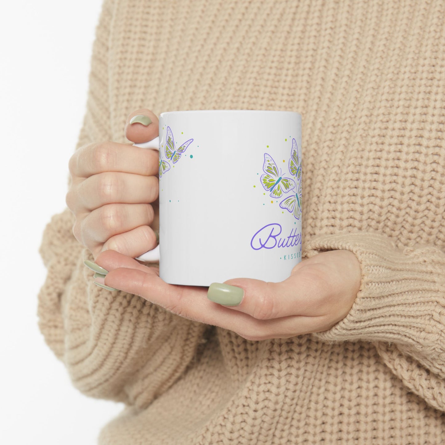 Butterfly Kisses Ceramic Mug | Butterfly Lover Gift, Cute Tea Cup, Nature Decor, Butterfly Enthusiast, Mother's Day Gift, Eco-Friendly