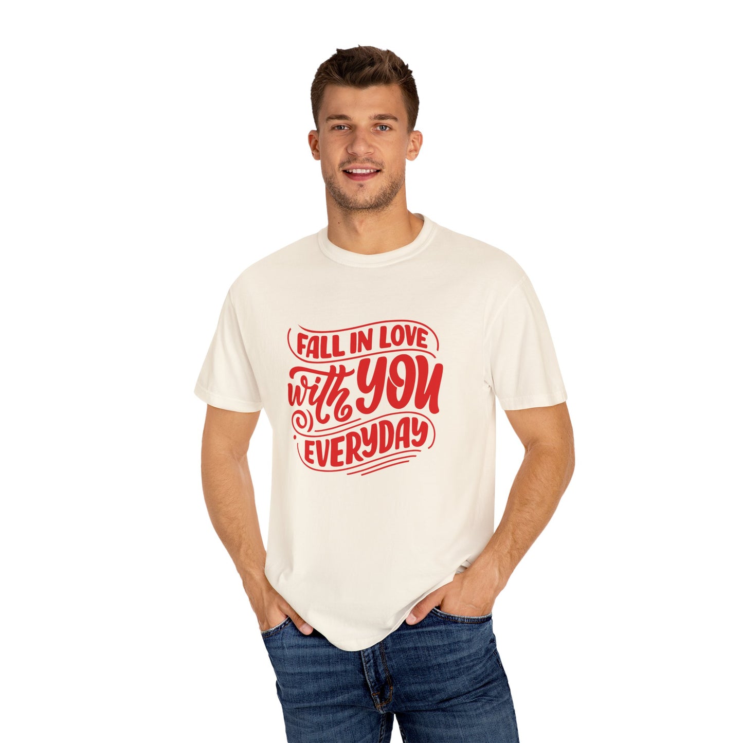 Fall in Love with YOU Quote T-shirt for Couples, Valentine's Day, Gifts for Him/Her, Casual Everyday Wear, Comfortable Unisex Tee