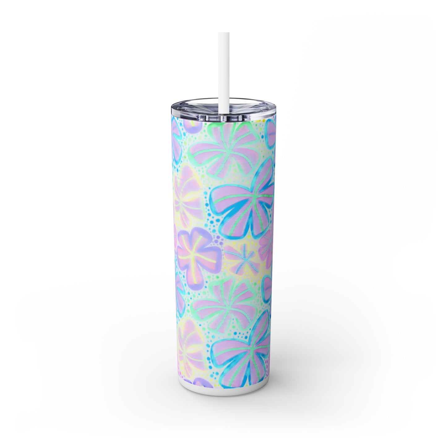 Pastel Butterfly Tumbler, 20oz Drinkware, Spring Decor, Cute Gift for Her, Eco-Friendly Cup, Floral Water Bottle