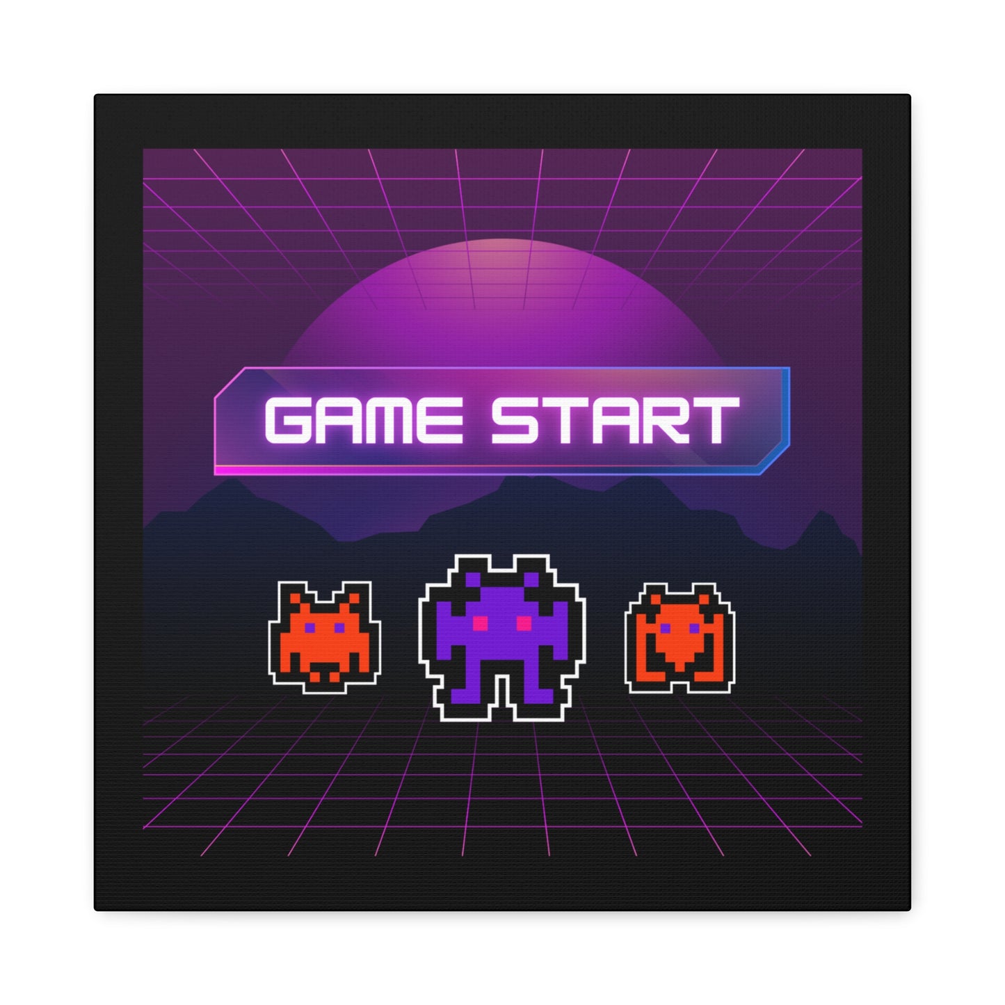 Retro Game Start Canvas Art Print | 80s Gaming Wall Decor, Gamer Gift, Pixel Art, Nostalgic Artwork, Home Decor