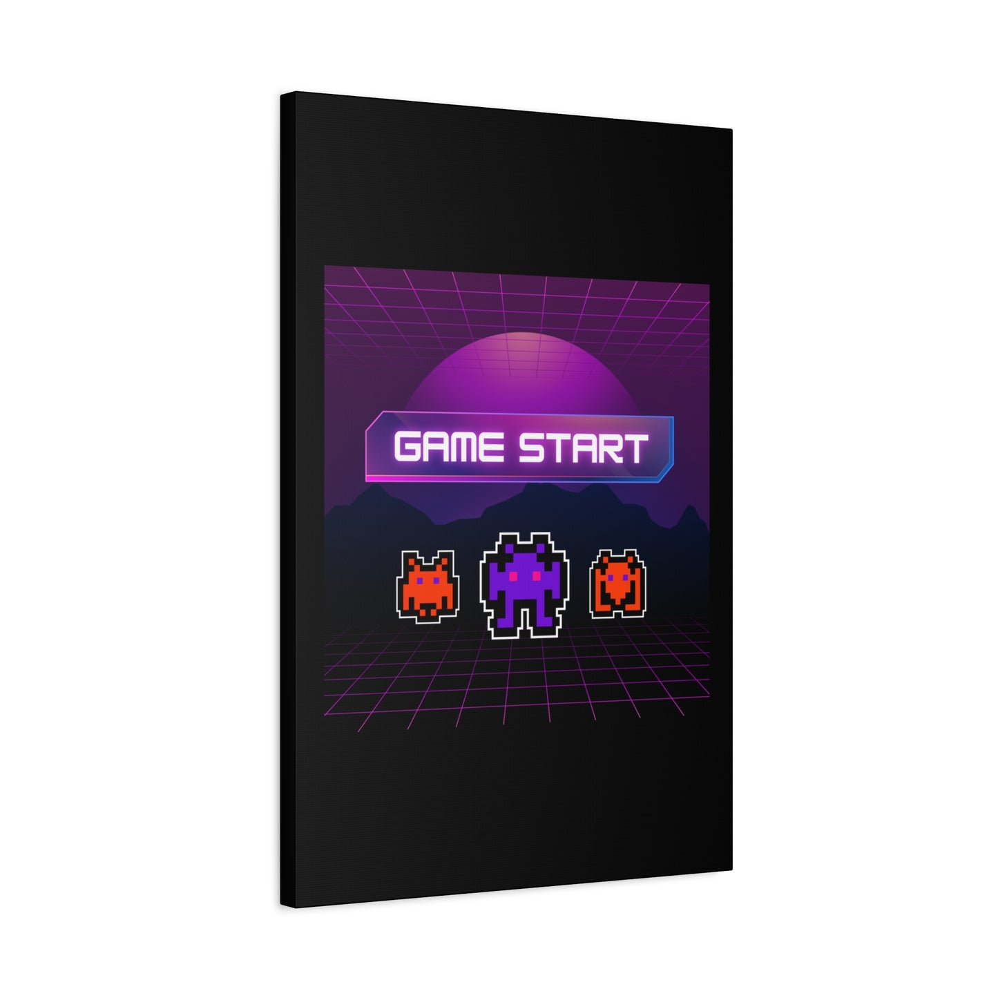 Retro Game Start Canvas Art Print | 80s Gaming Wall Decor, Gamer Gift, Pixel Art, Nostalgic Artwork, Home Decor