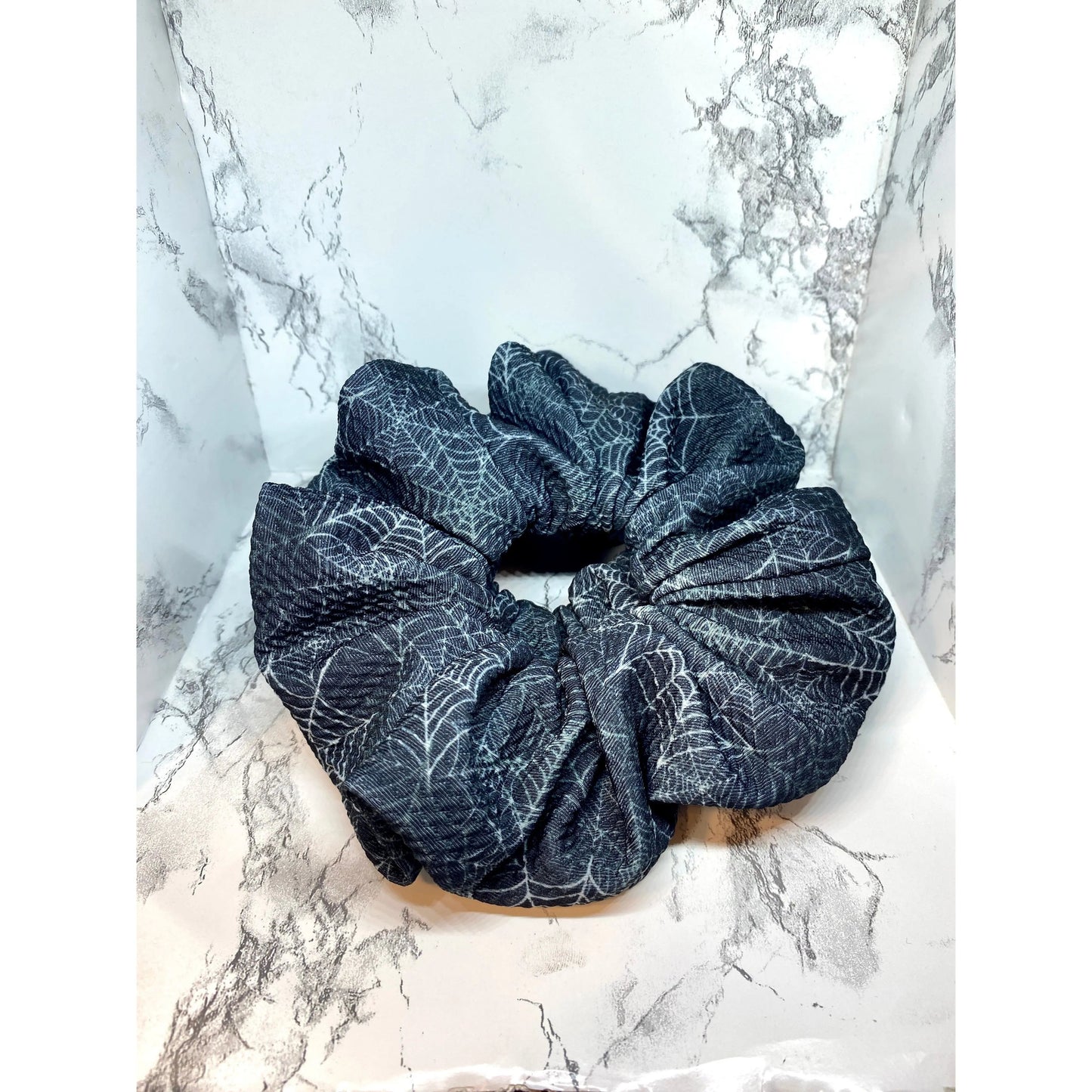 Dark Spiderweb Halloween Bullet Scrunchie