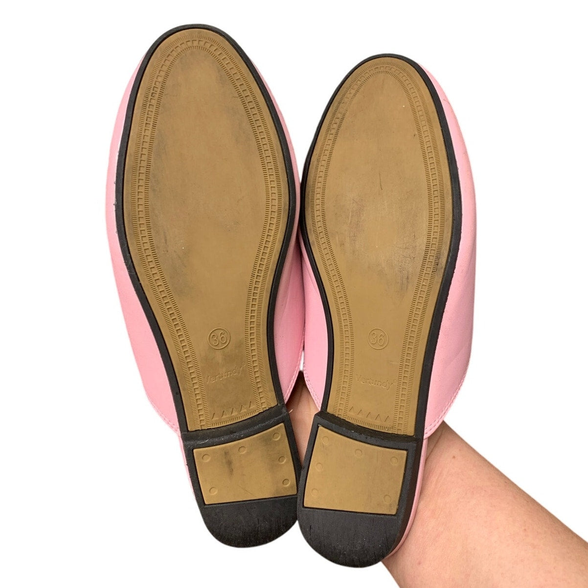 Vertundy Womens Size 5.5 Pink Faux Leather Slide On Mule Loafer Flats Shoes