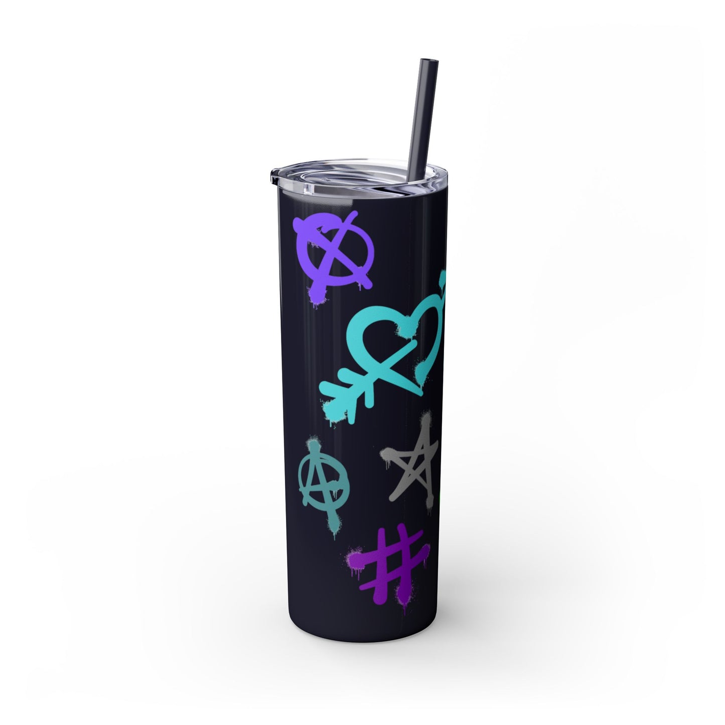 Trendy Skinny Tumbler with Straw, 20oz | Unique Graffiti Style Drinkware for Teens, Gifts, Parties, and Everyday Use
