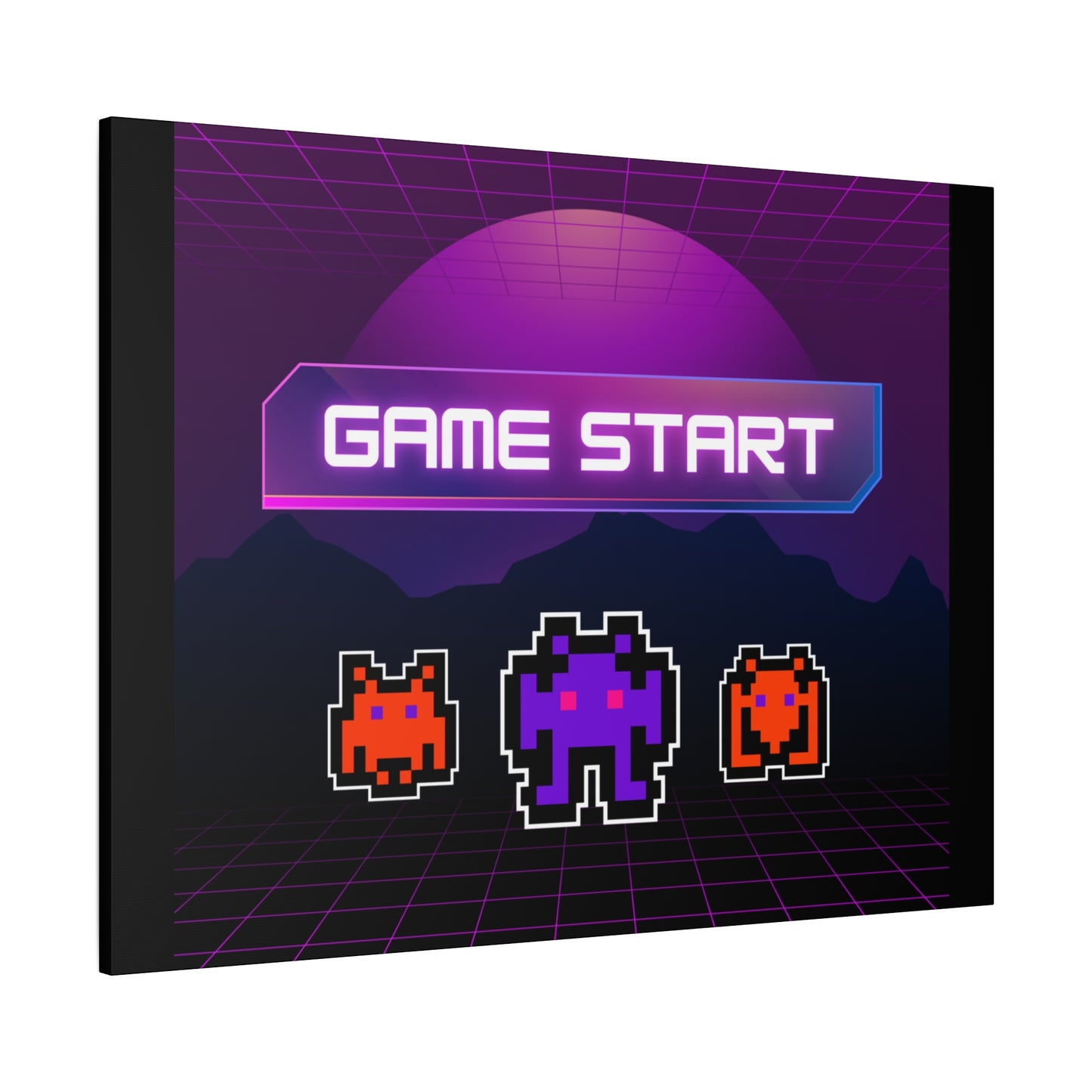 Retro Game Start Canvas Art Print | 80s Gaming Wall Decor, Gamer Gift, Pixel Art, Nostalgic Artwork, Home Decor