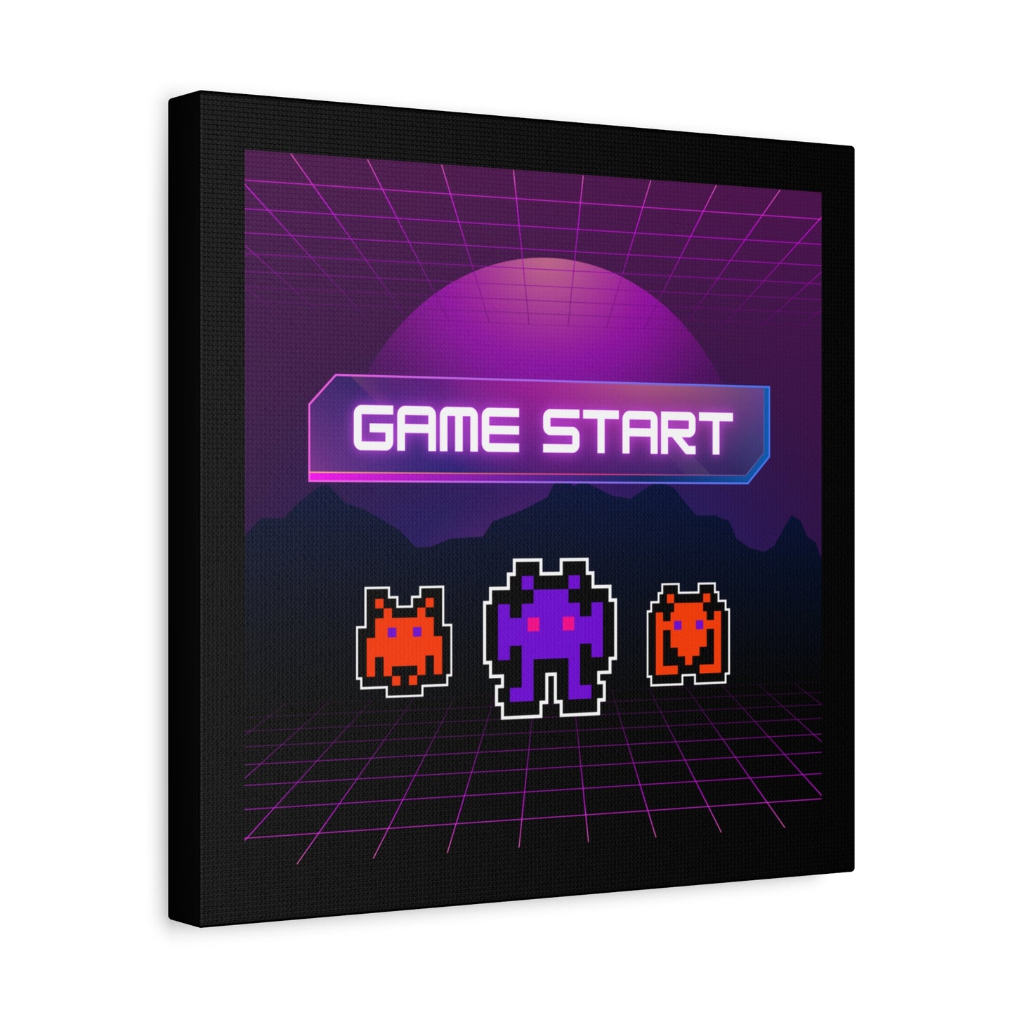 Retro Game Start Canvas Art Print | 80s Gaming Wall Decor, Gamer Gift, Pixel Art, Nostalgic Artwork, Home Decor
