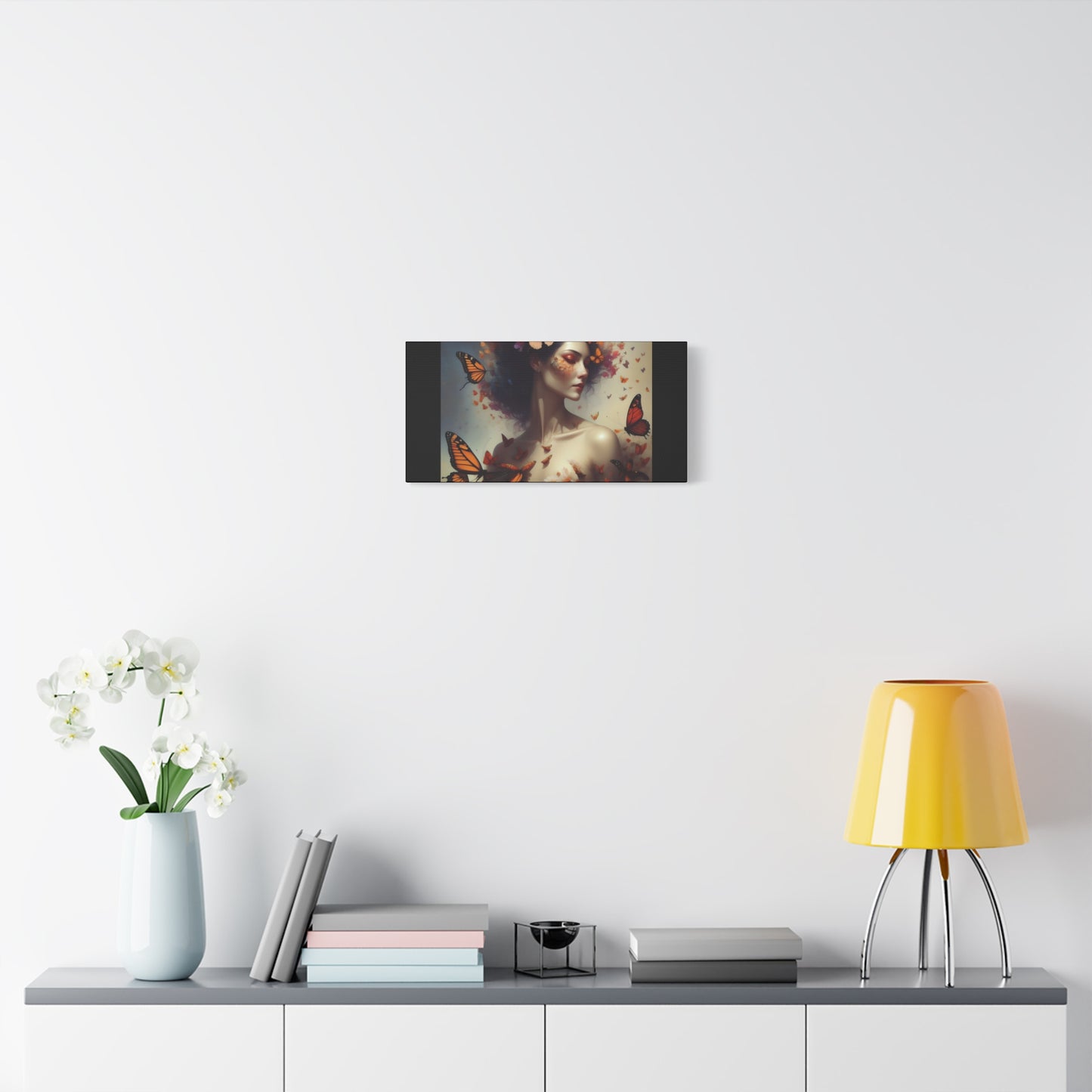 Canvas Wall Art - Butterfly Woman Print, Floral Home Decor, Unique Gift for Nature Lovers, Birthday Decoration, Whimsical Art
