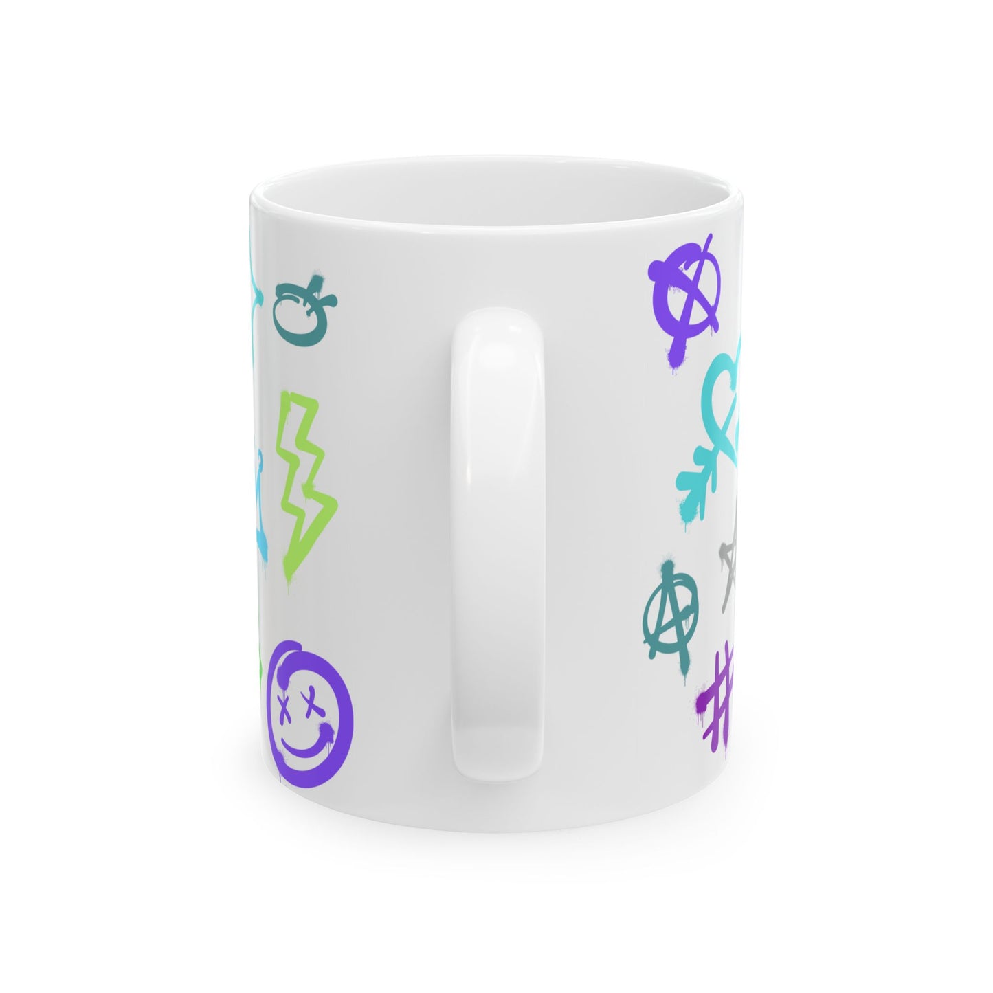SMILE Vibrant Graffiti Ceramic Mug, Art Mug, Unique Gift, Inspirational Mug, Coffee Cup, Fun Drinkware