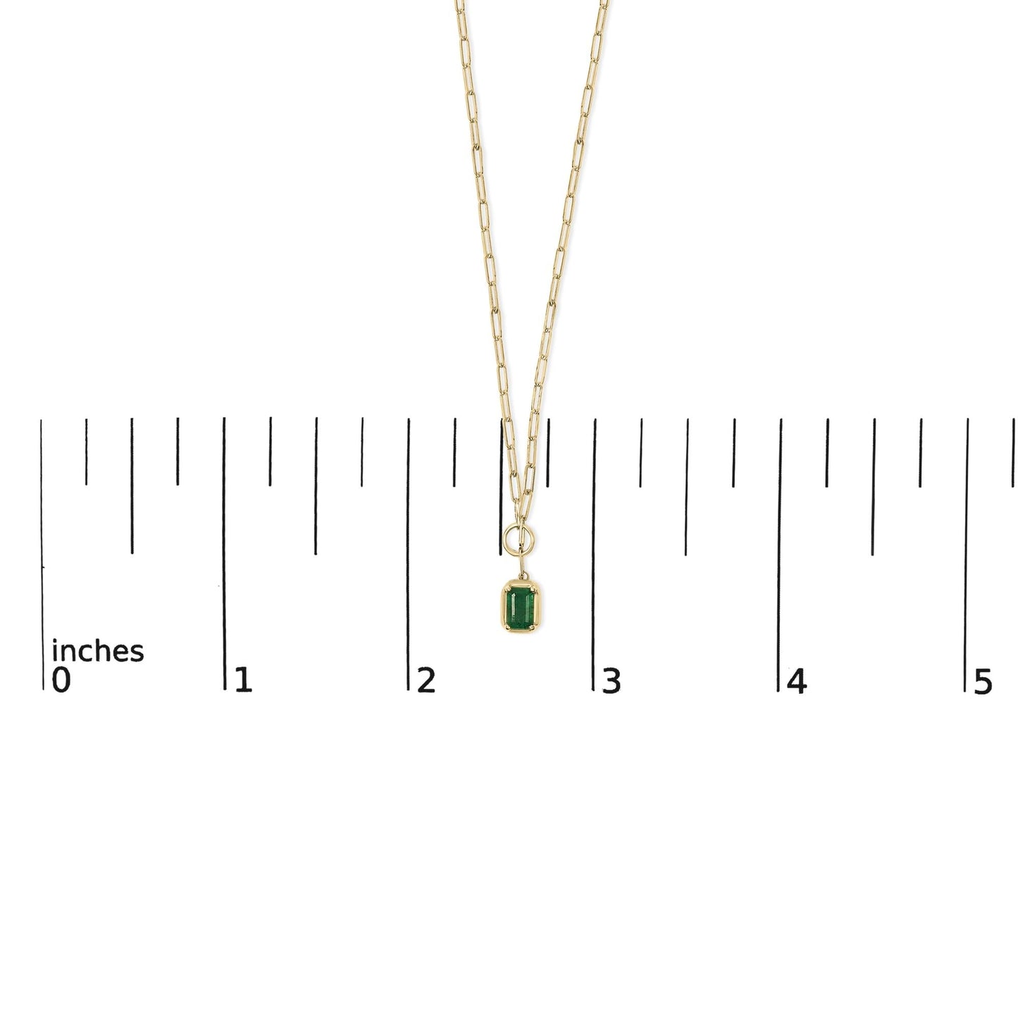 10K Yellow Gold Emerald Cut 6x4 MM Green Emerald Solitaire Pendant Necklace - 18 inch-4