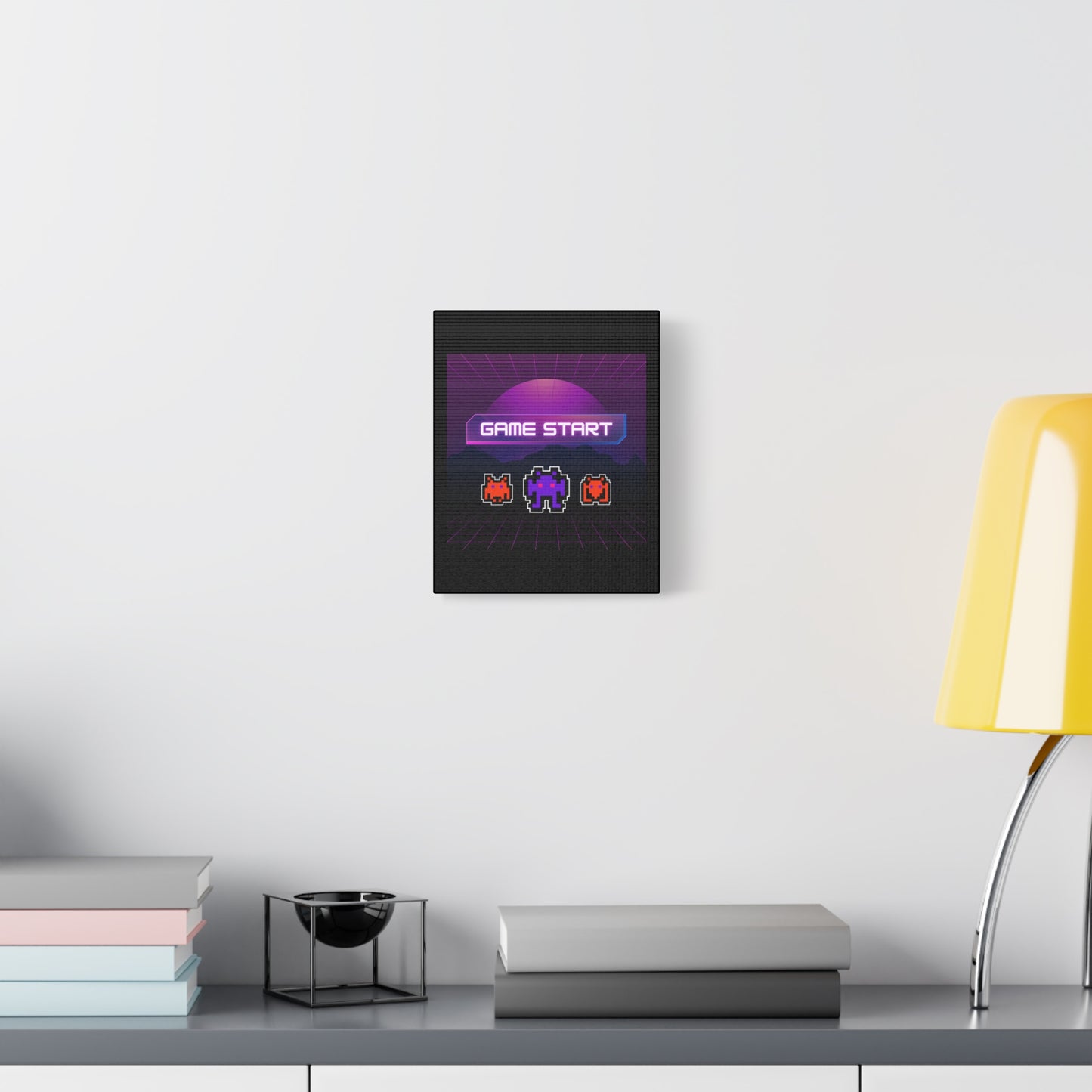 Retro Game Start Canvas Art Print | 80s Gaming Wall Decor, Gamer Gift, Pixel Art, Nostalgic Artwork, Home Decor
