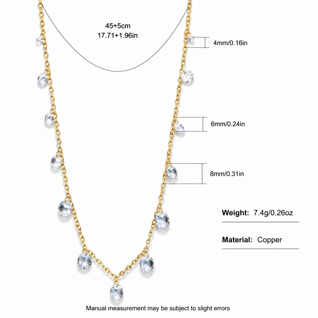 Gradient Water Drop Rhinestone Necklace Set For Women
