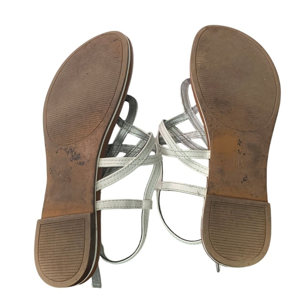 Kelly & Katie Womens Size 8.5 White Sandals T Strap Open Round Toe Shoes