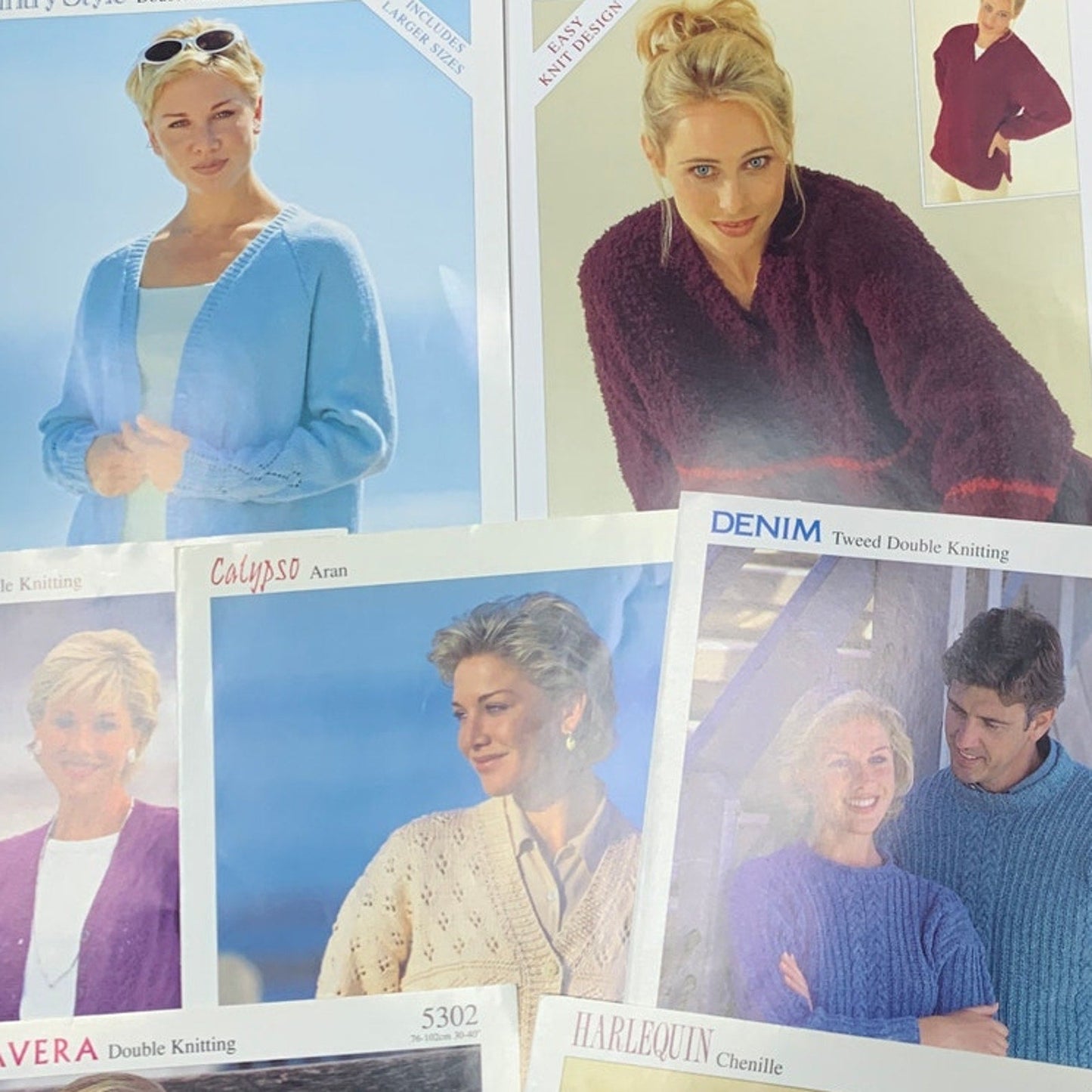 Lot of 10 New Women Men Kids Sweaters Hats Vintage 1990s 2000s Knitting Patterns