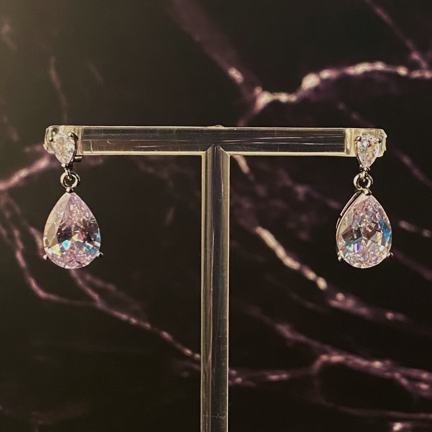 Crystal Clear Teardrop Earrings-4