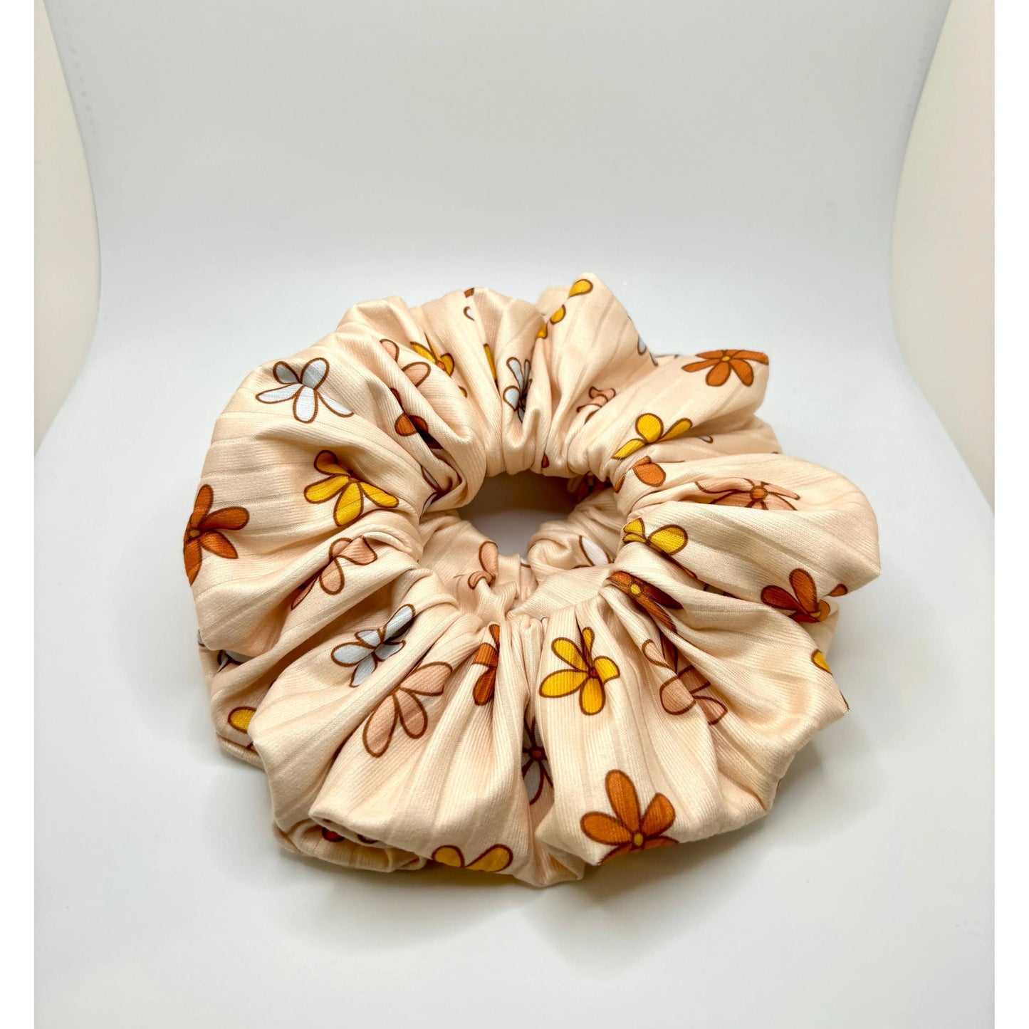 Retro Flower Summer Ribbed Scrunchie