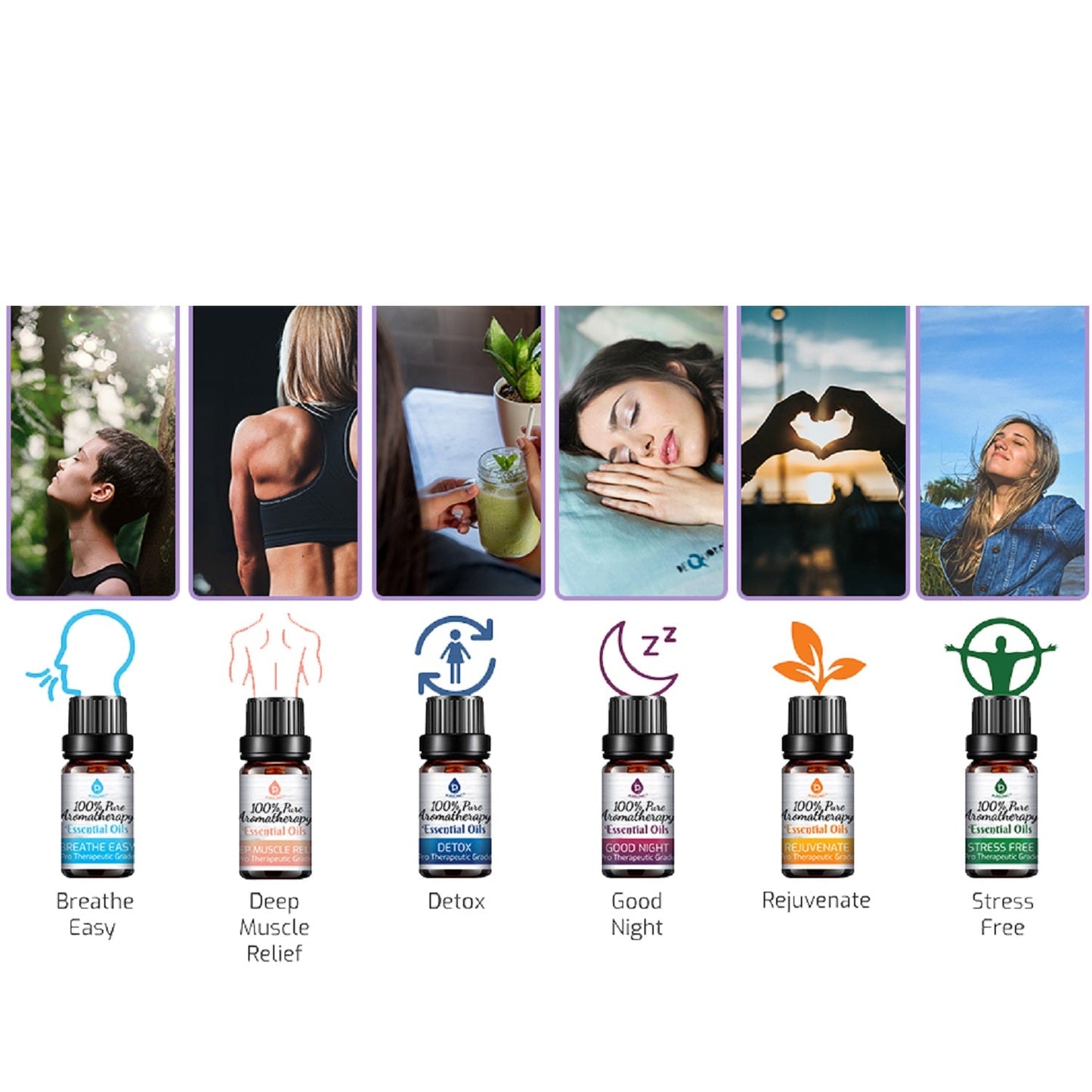 6 Pack of 100% Pure Essential Aromatherapy Oils Blends-4