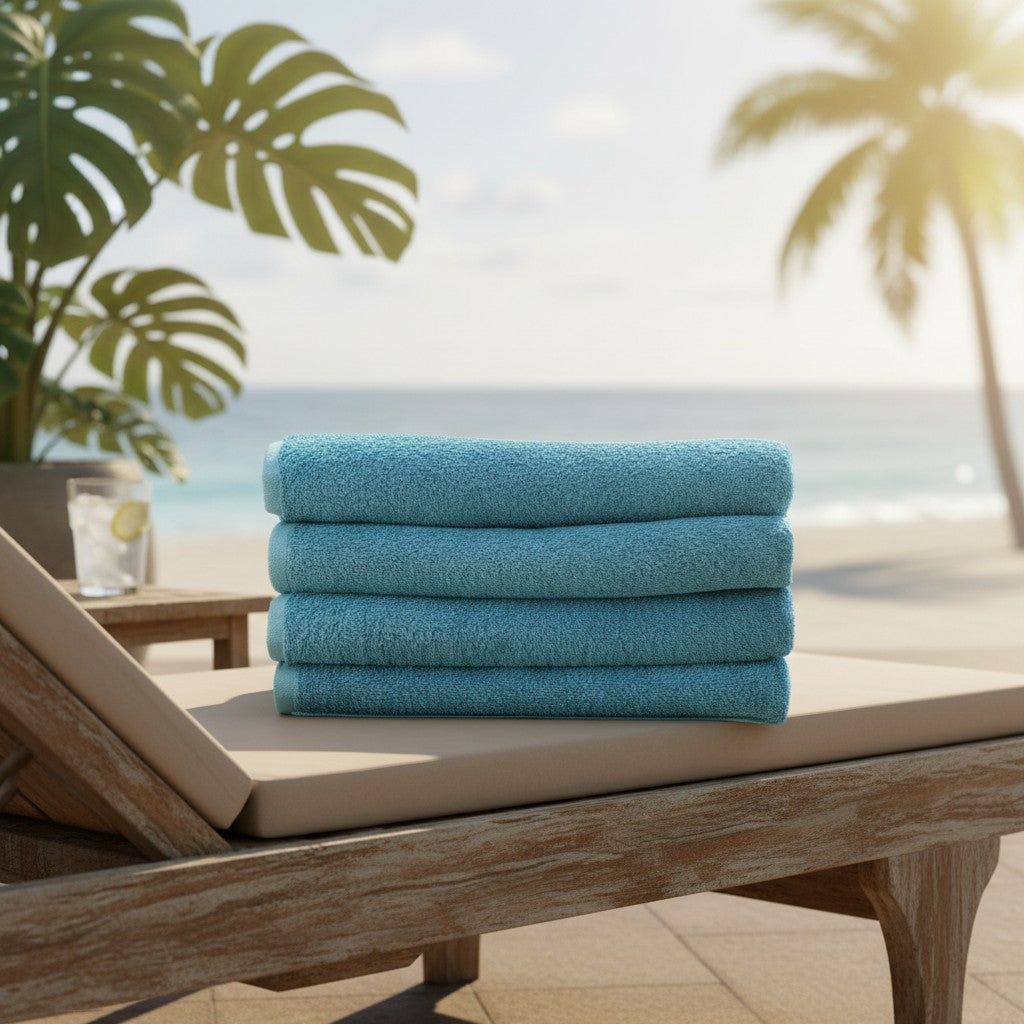 Aqua Blue Beach Towels in size 27"X54" Vat Dyed-3