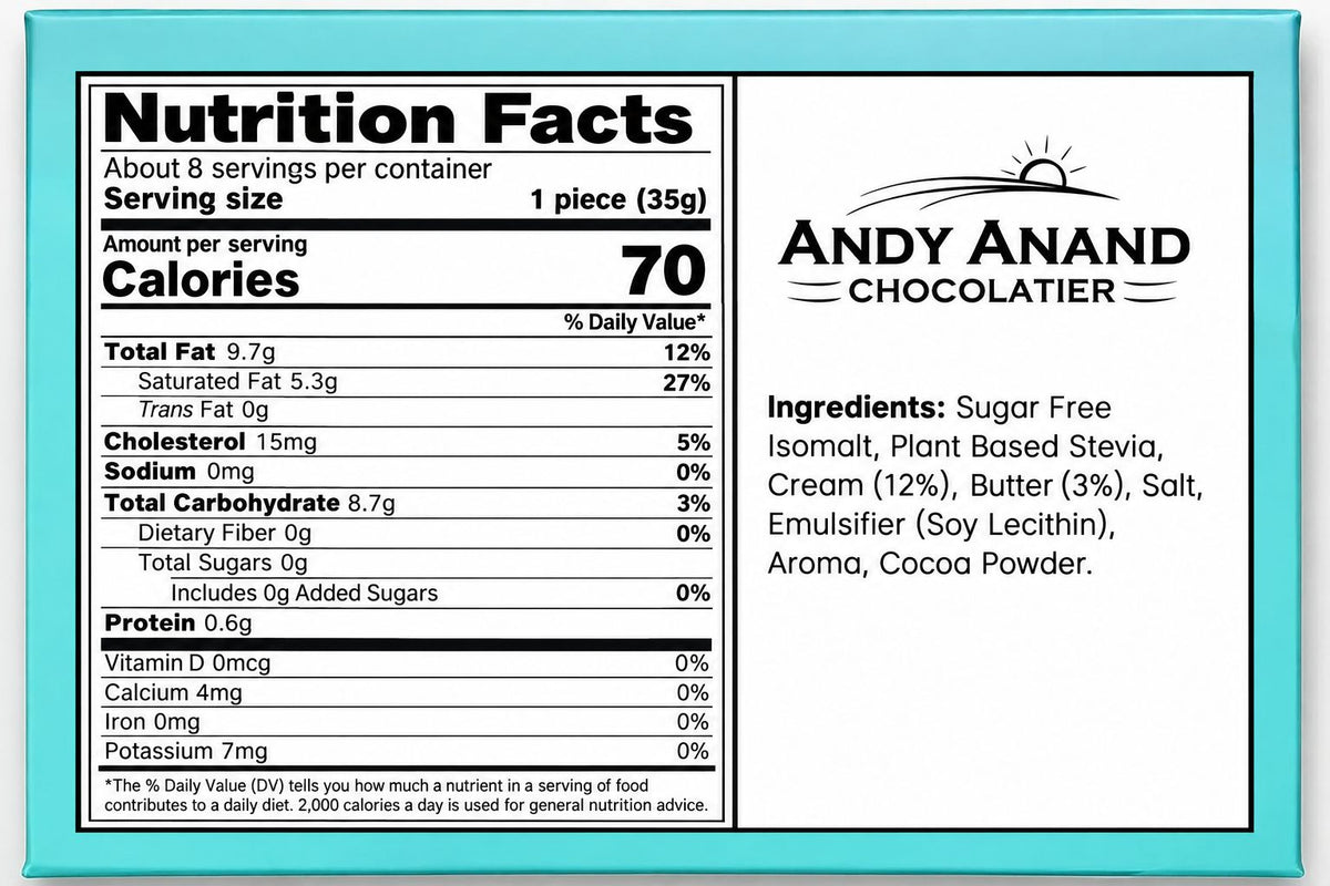 Andy Anand Sugar-Free European Butter Toffee Hard Candy, 40 pc, 7 oz – Stevia Sweetened, Keto & Diabetic-Friendly Gourmet Snack Gift Box