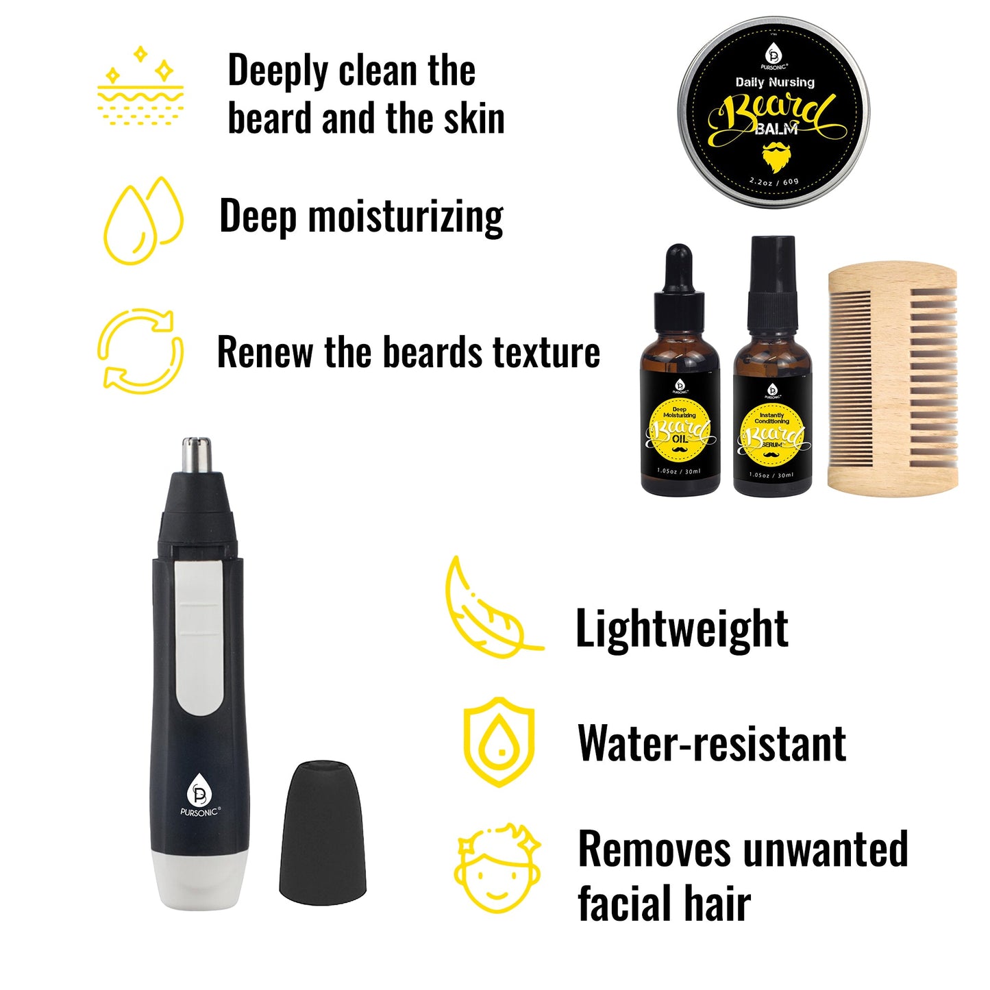Pursonic Ultimate Beard Care Kit: Grooming Essentials for a Perfect Beard.-2
