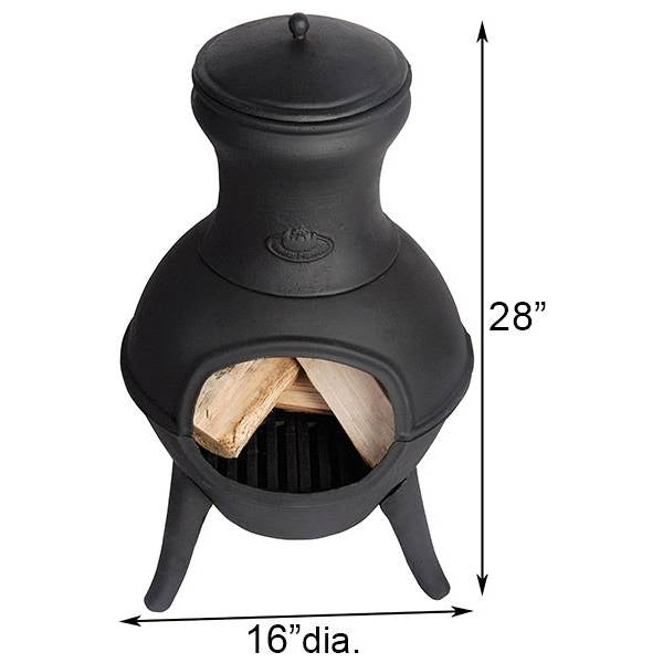 Small Black Outdoor Cast Iron Chimenea Wood Burning Fire Pit-2