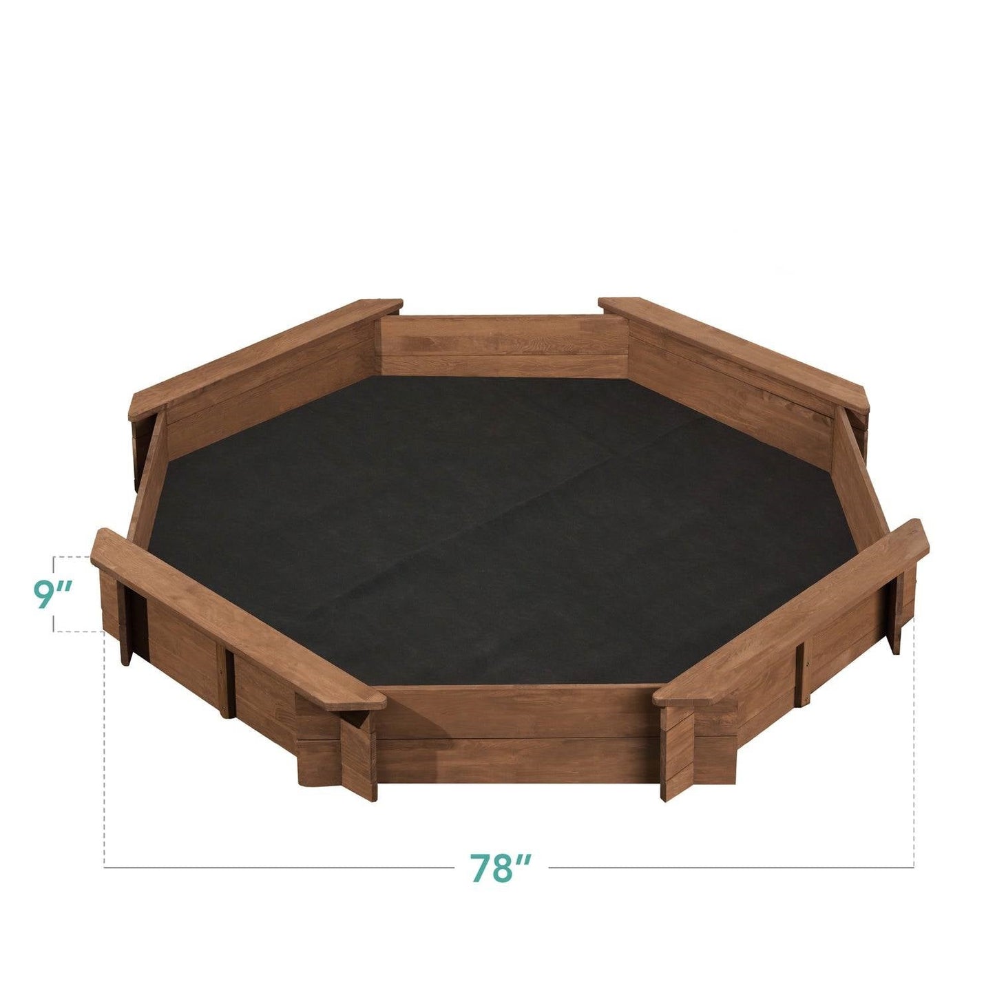 Kid's Octagonal Sandbox in Walnut Wood Finish-4
