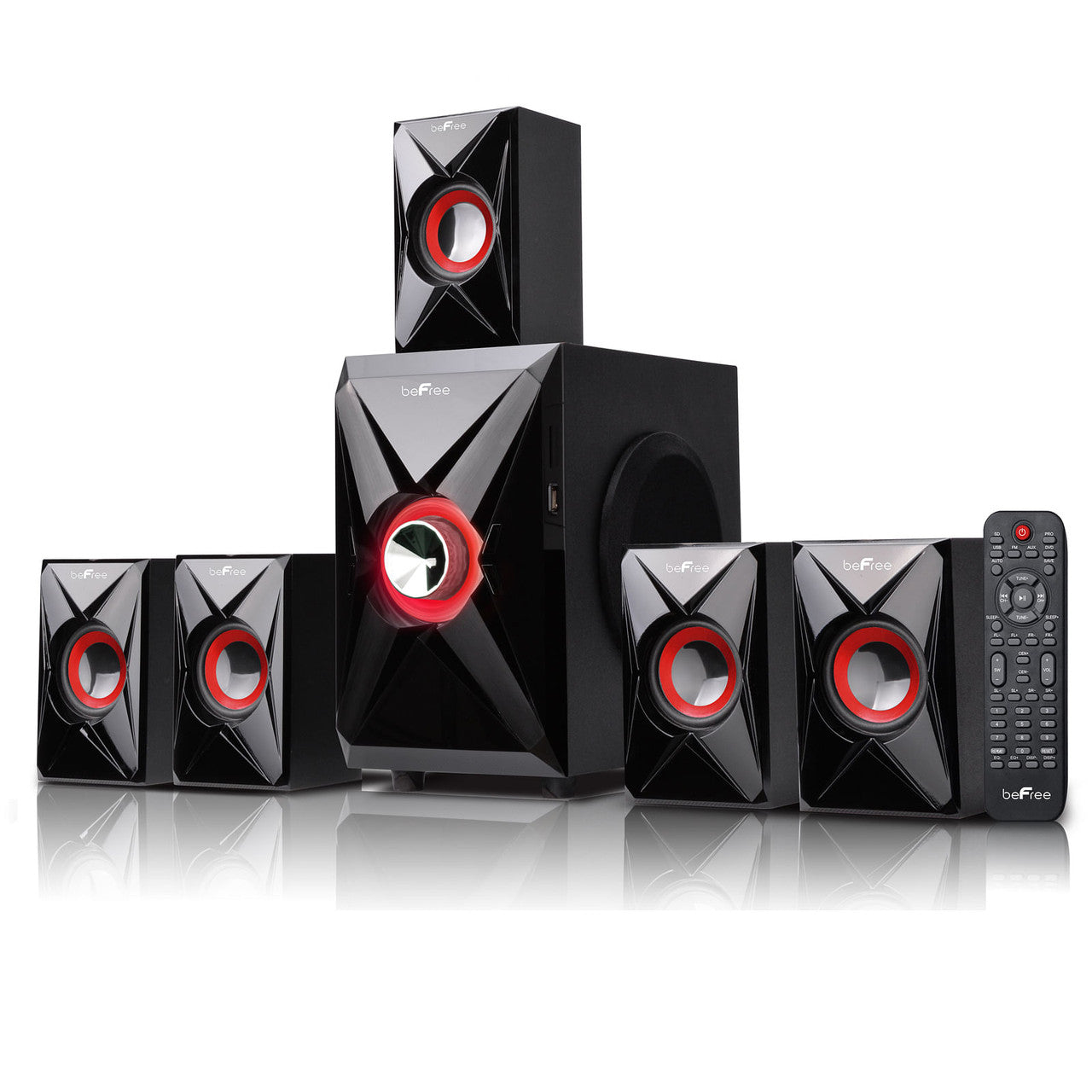 beFree Sound 5.1 Channel Bluetooth Surround Sound Speaker System in Orange-0