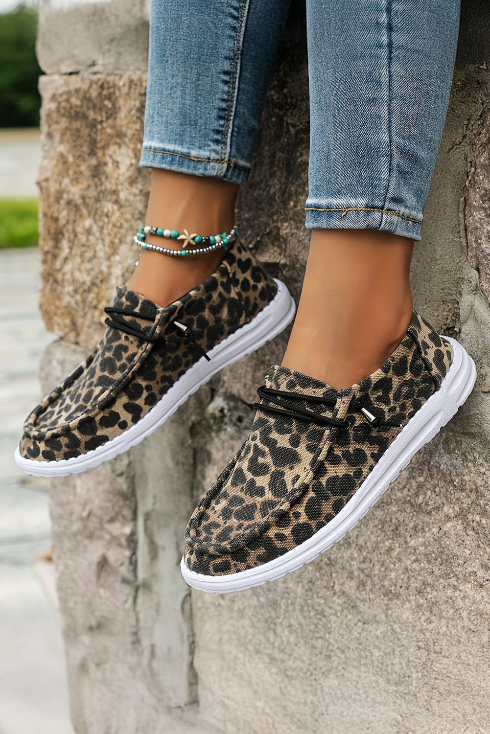 Kira Lace-up Decor Leopard Canvas Shoes-4