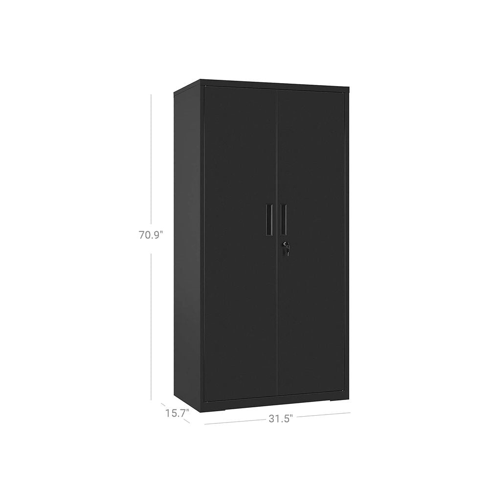 Black Steel Lockable Storage Cabinet Shelving Unit with 4 Adjustable Shelves-4