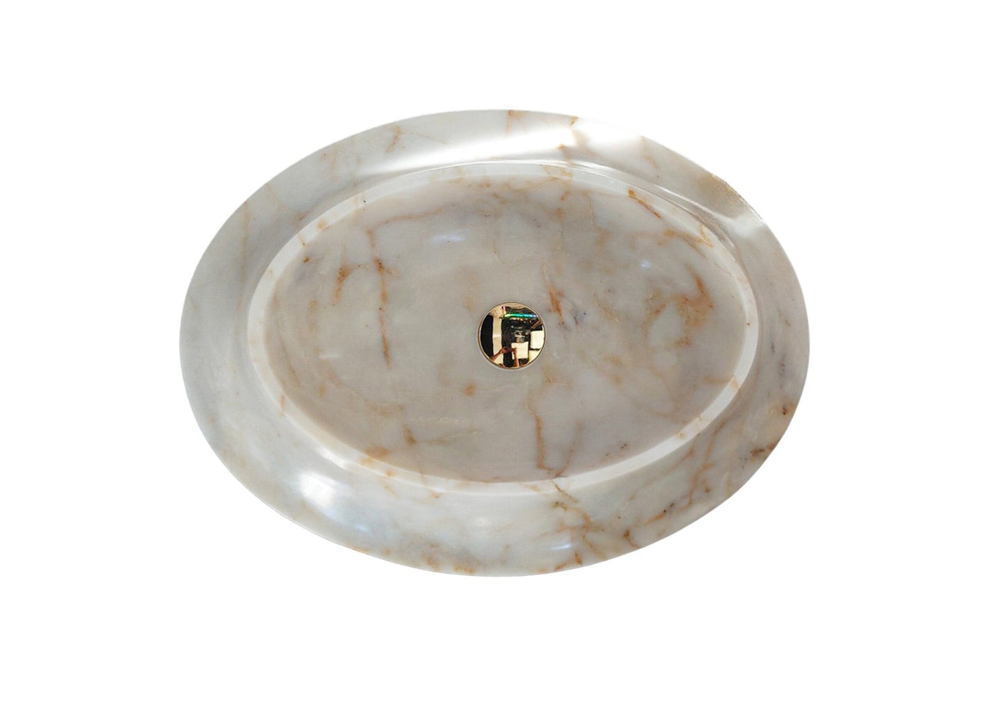 Bianco Gold Marble Oval Vessel Sink - Polished 15.7x22.4x5.5
