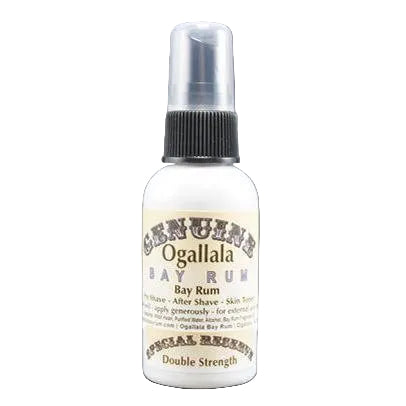 Bottle of Ogallala Bay Rum on a gray background