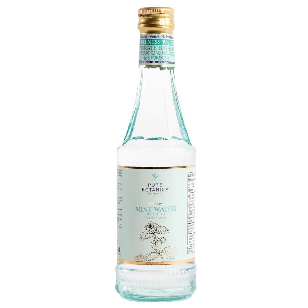 Bottle of Pure Botanica Mint Water on a white background