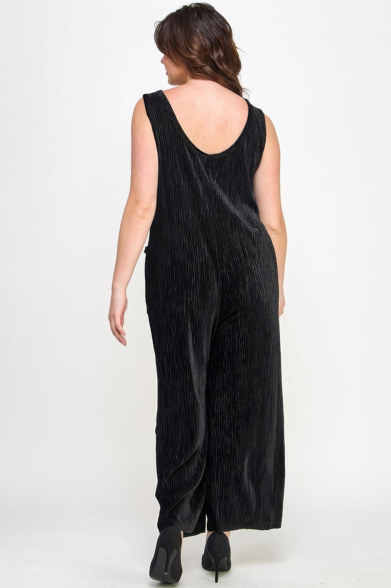 Velvet Plisse Overall Jumpsuit