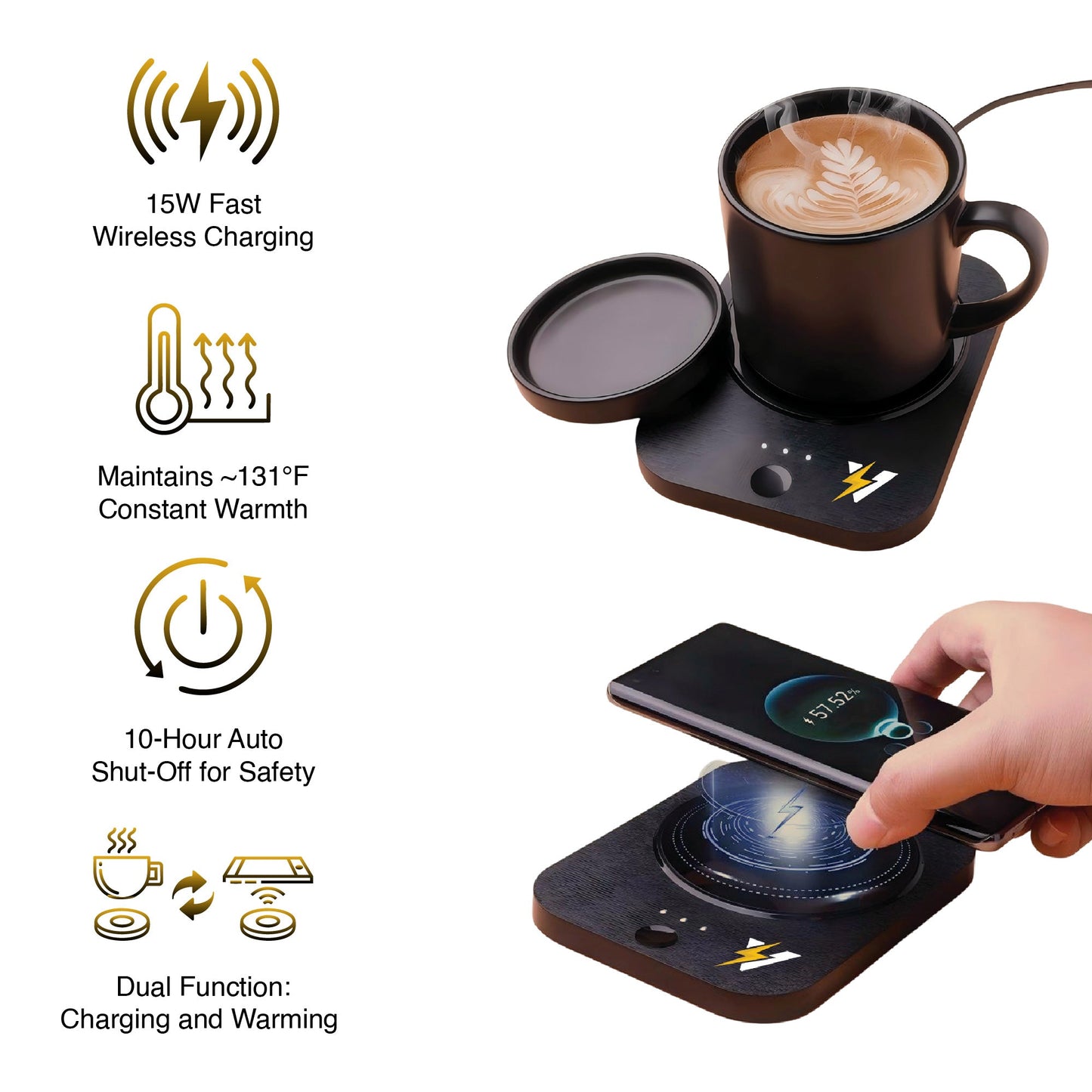 The Modern Workspace Productivity Bundle: Pursonic 3-in-1 LED Desk Lamp + Sip & Charge Wireless & Mug Warmer-4