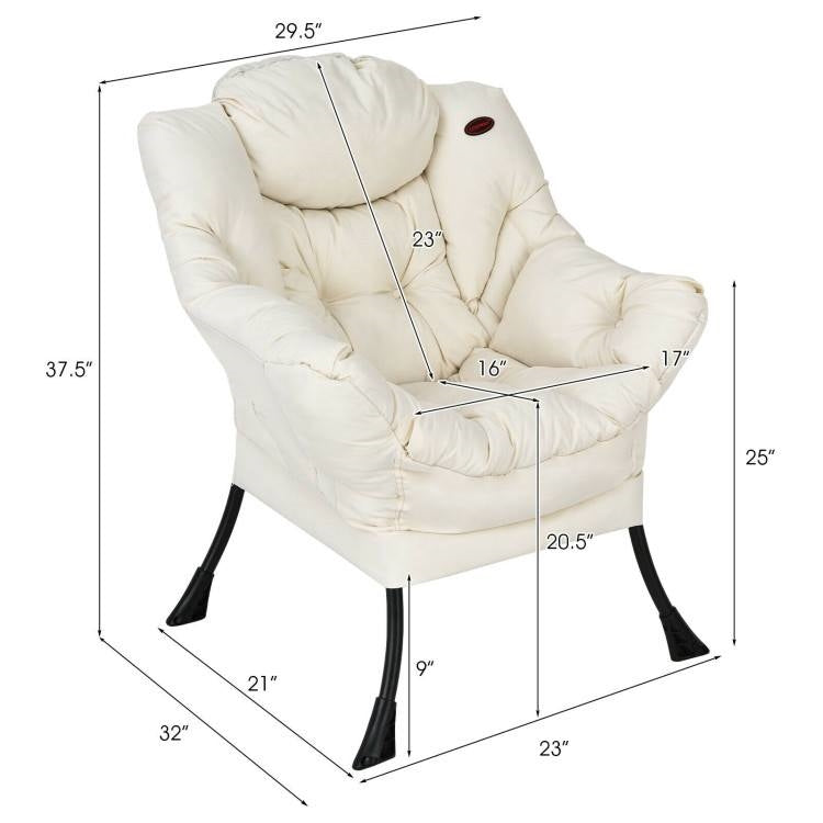Upholstered Contemporary Cushioned Accent Chair with Side Pocket in Beige-4