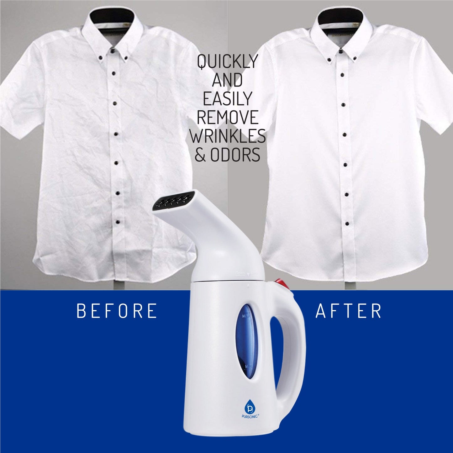 Pursonic 130ml Handheld Fabric Fast Heat-up Powerful Travel Clothes CS180 Portable Garment Steamer-3