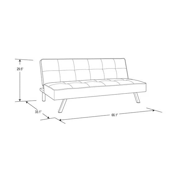 Modern Futon Sofa Bed in Charcoal Grey Fabric with Chrome Metal Legs-4